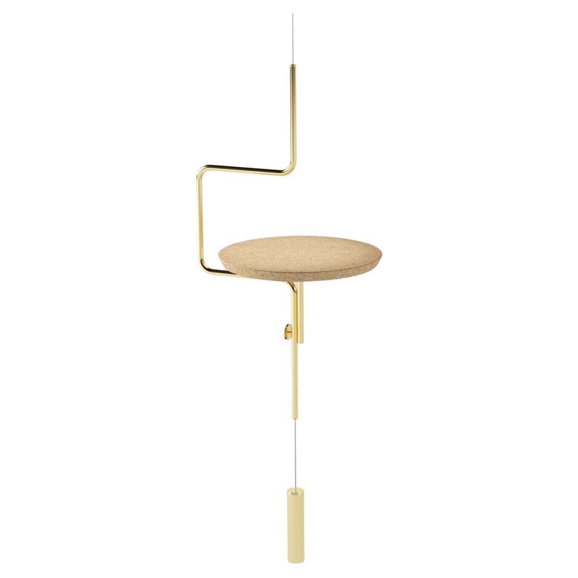 Disco Hanging Table Brass and Natural Cork by by decarvalho atelier