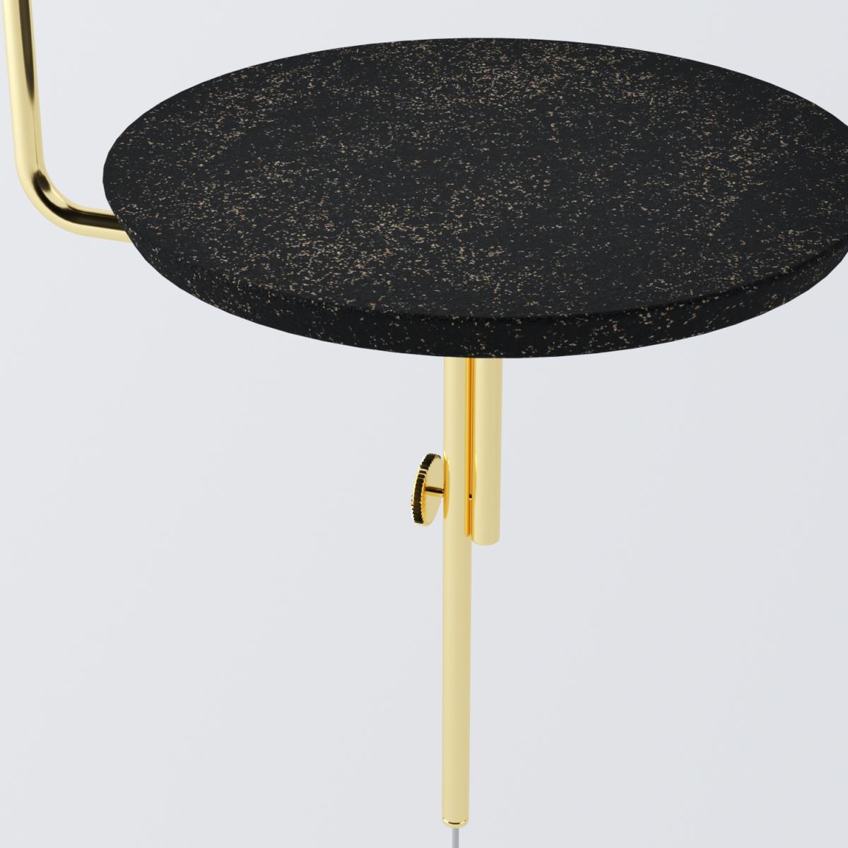 Post-Modern Disco Hanging Table Brass and Rubberized Black Cork by decarvalho atelier For Sale