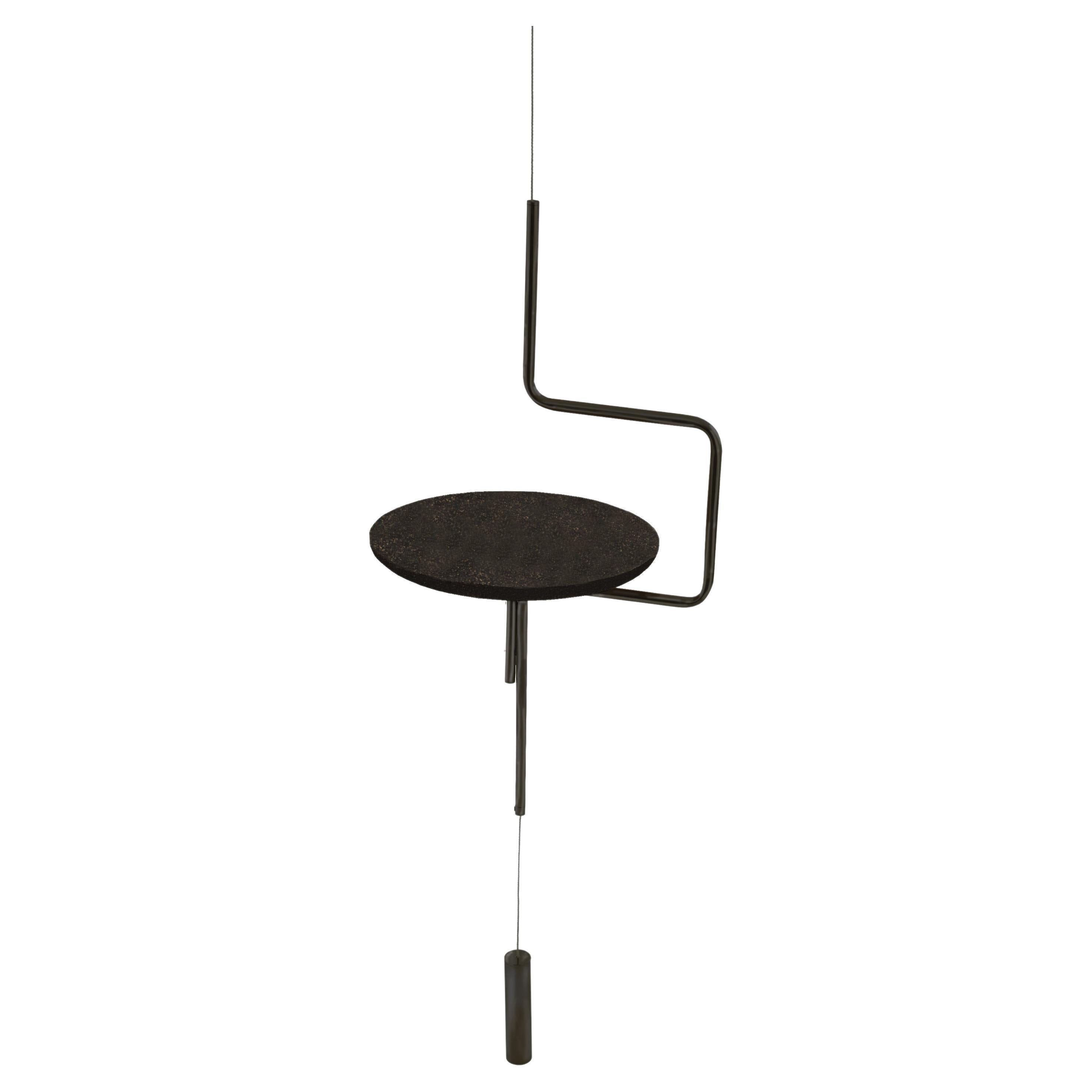 Disco Hanging Table Onix and Rubberized Black Cork by decarvalho atelier