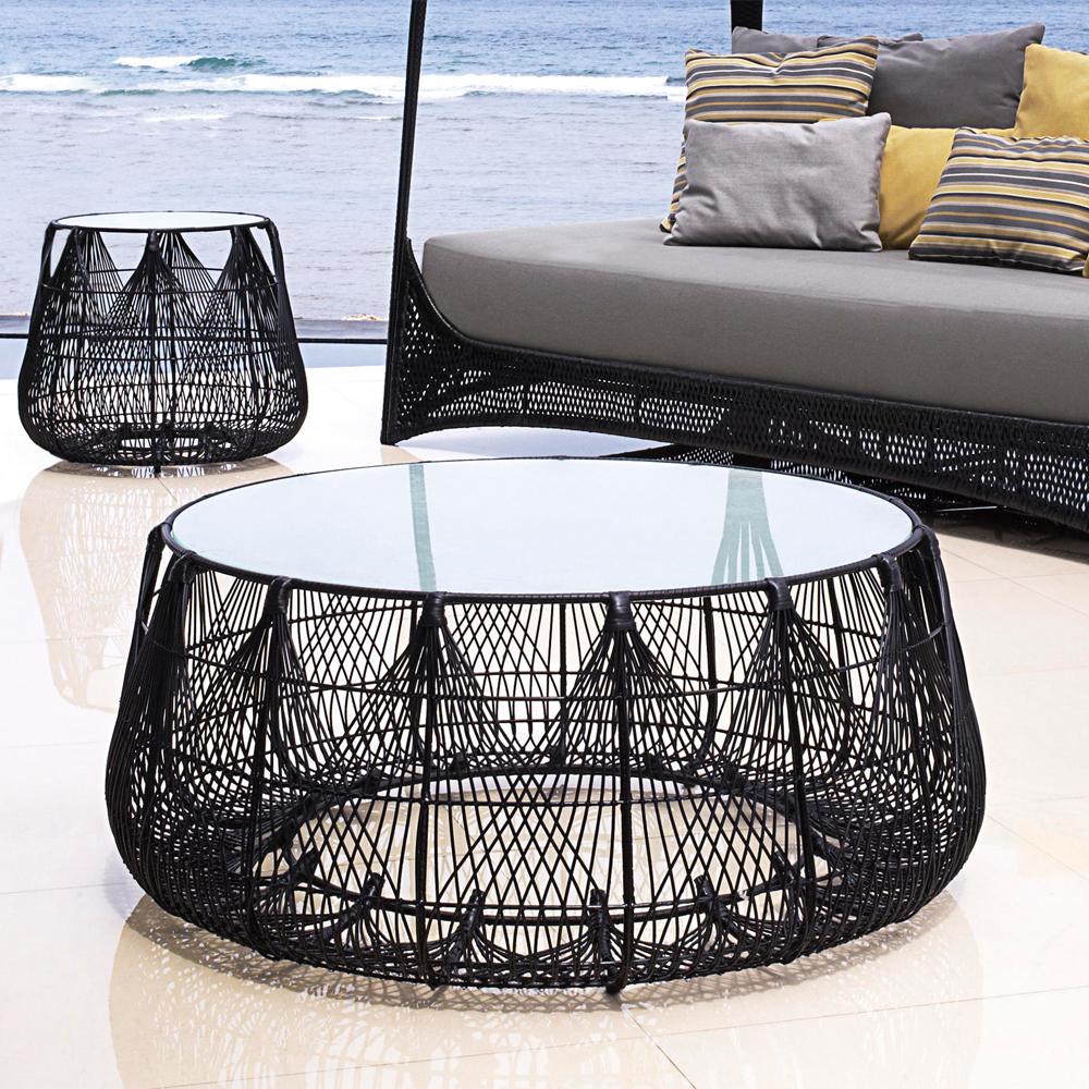 Contemporary Hanging Top Coffee Table in Black or White For Sale