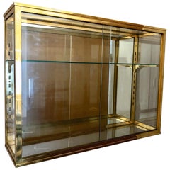 Hanging Wall Vitrine for Collection Objects in Brass, France, 1940s