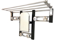 Hanging Wardrobe with Mirror, Black Lacquer Wood and Chromed Metal, France, 1940