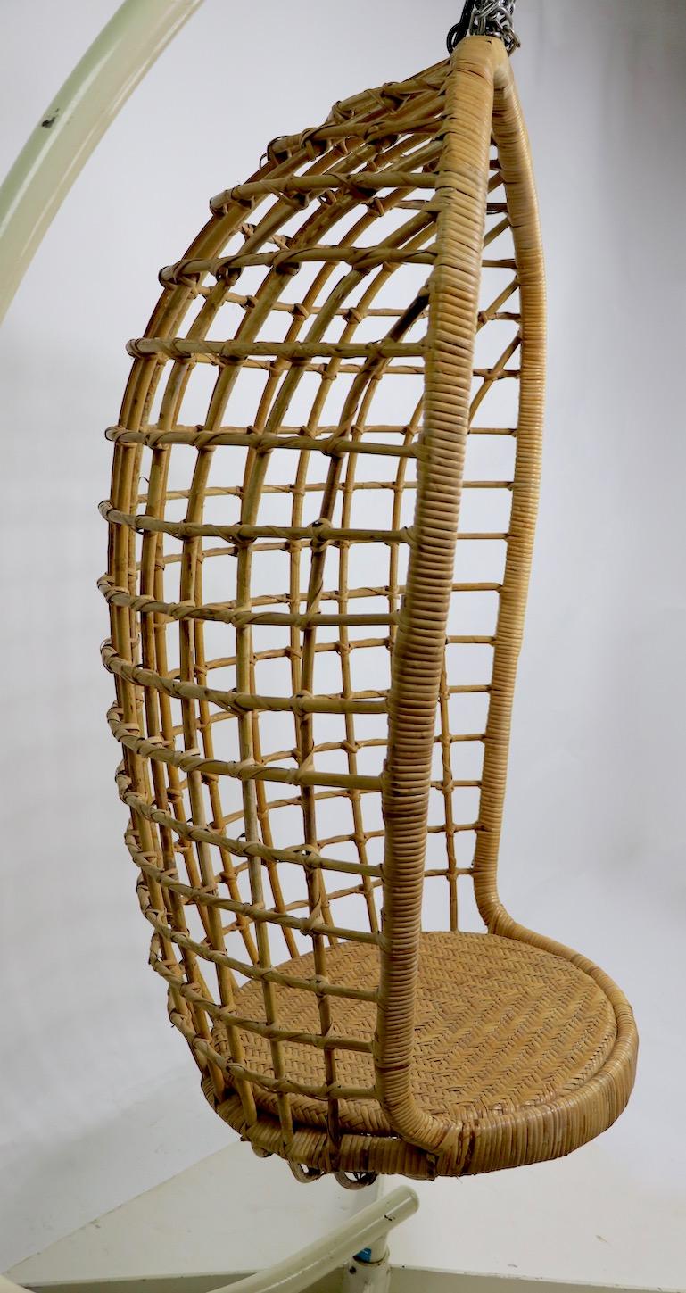 Hanging Wicker Pod Chair with Original Metal Stand 3