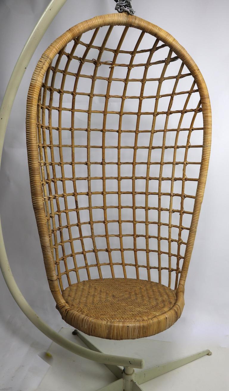 Hanging Wicker Pod Chair with Original Metal Stand 5