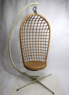 Hanging Wicker Pod Chair with Original Metal Stand