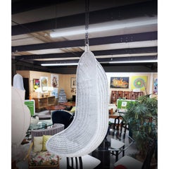 Hanging Wicker Rattan Jai Alai Style Basket Scoop Chair