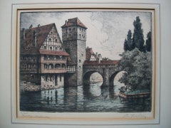 Hangman's Bridge - Hand Colored Fine Art Engraving - Germany - Circa 1900