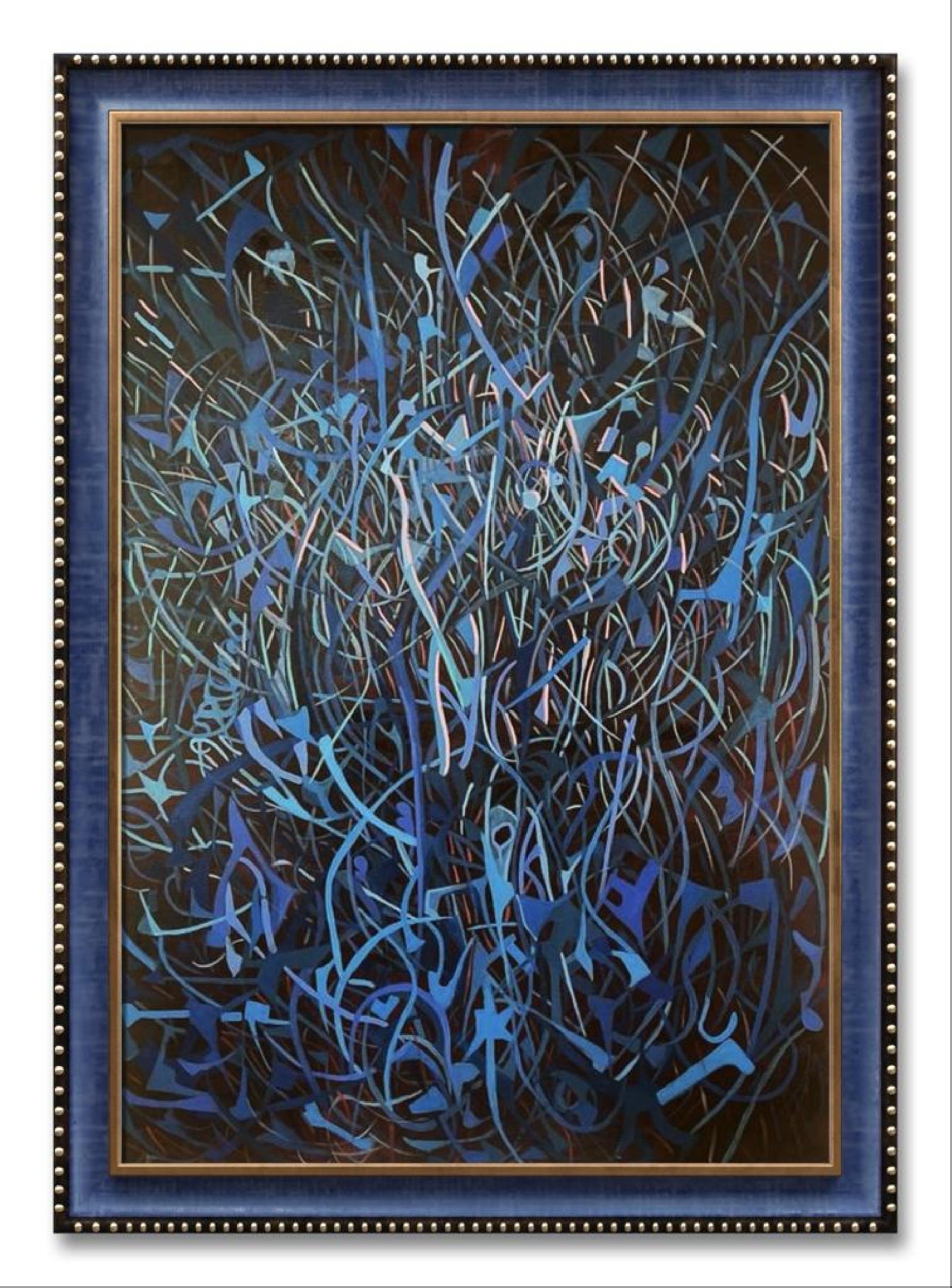 HANI NAJI Abstract Painting - Blue lines in heaven 