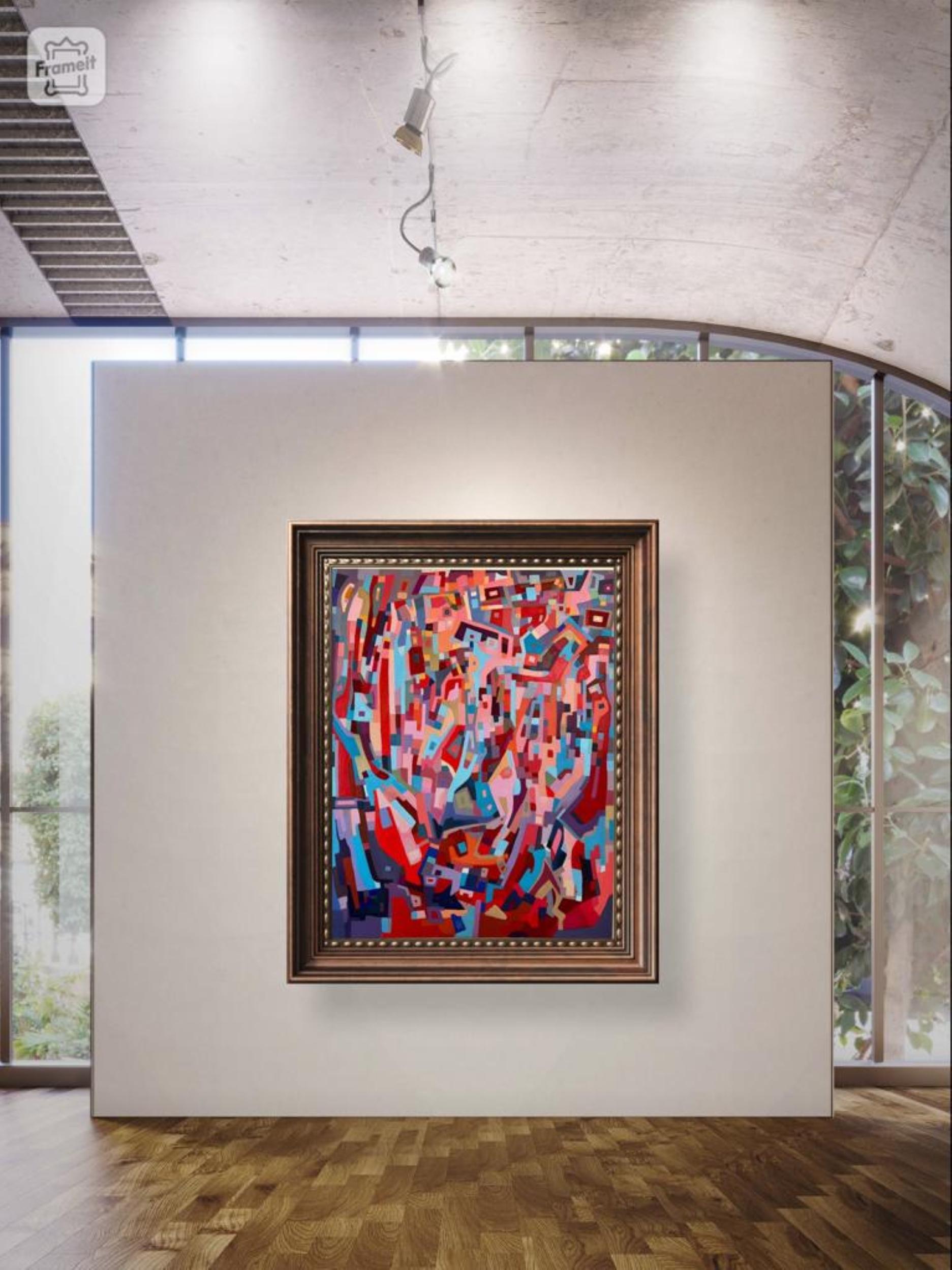 Blues and oranges, 2020, (impressions et interactions COULEURS INTÉRIEURES - Painting de HANI NAJI