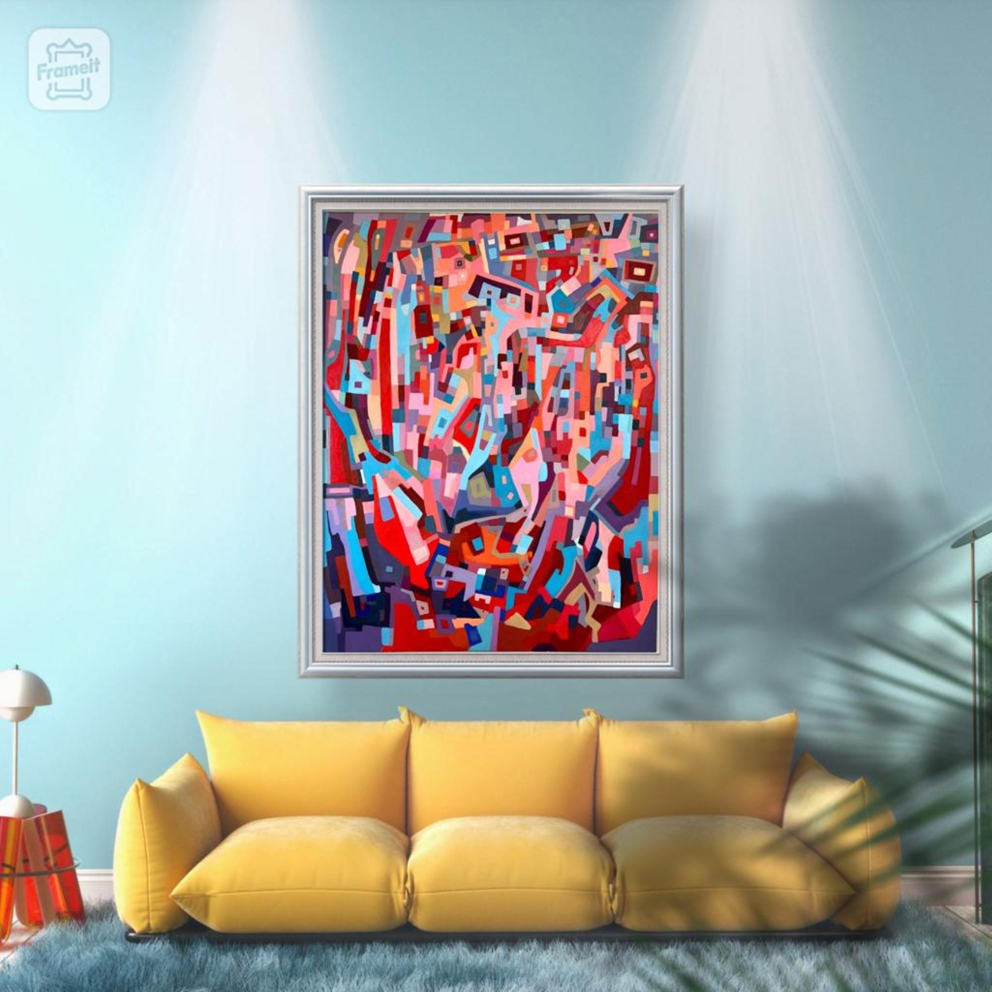 Blues and oranges, 2020, (impressions et interactions COULEURS INTÉRIEURES en vente 2