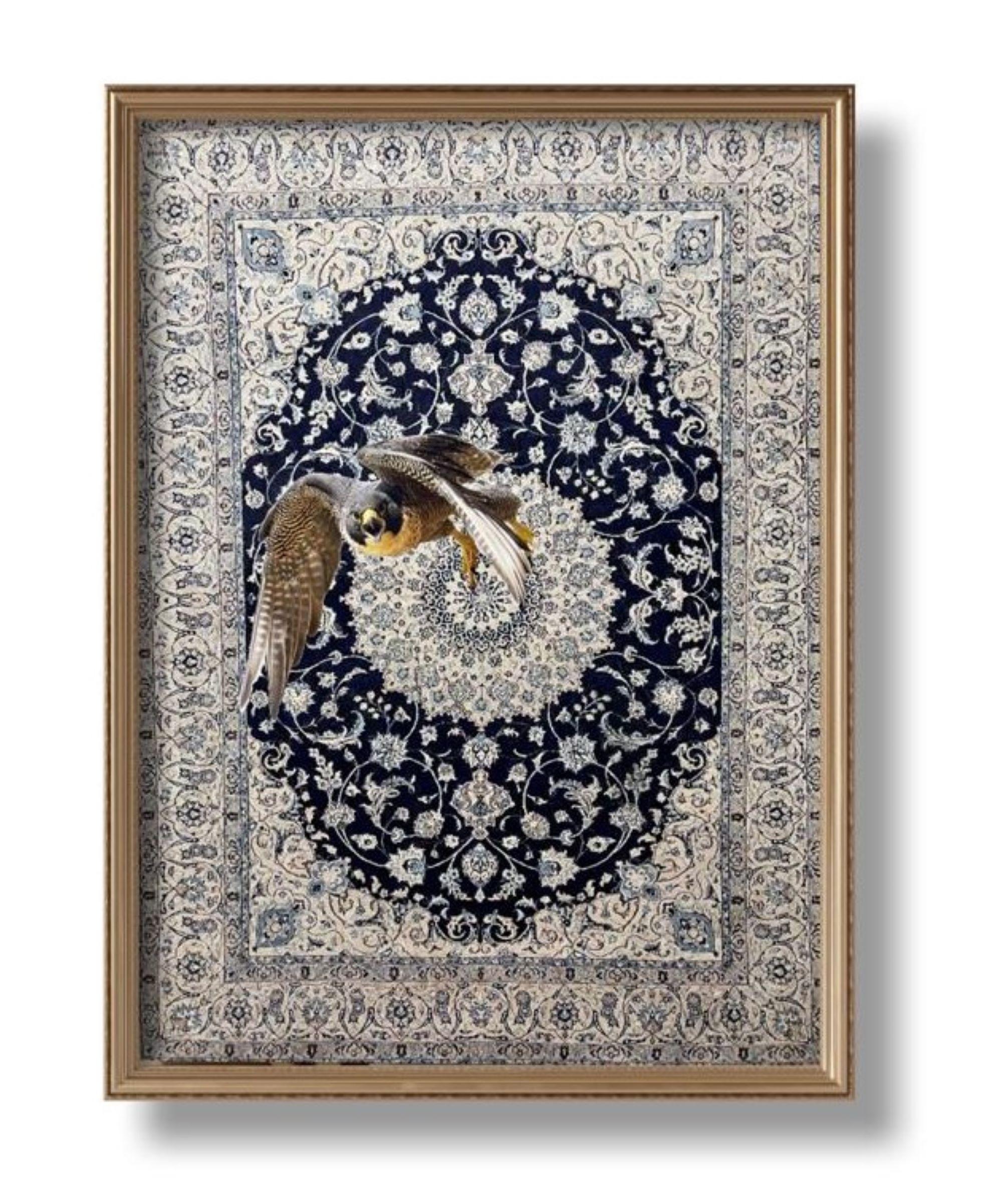 Falcon Morphing aus Wandteppich, Öl auf Leinwand, Originalgemälde 