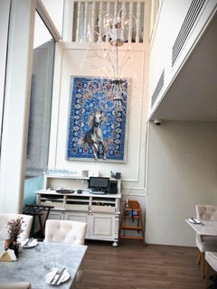 White Horse Morphing from Blue Tapestry