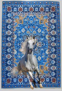 White Horse Morphing from Blue Tapestry