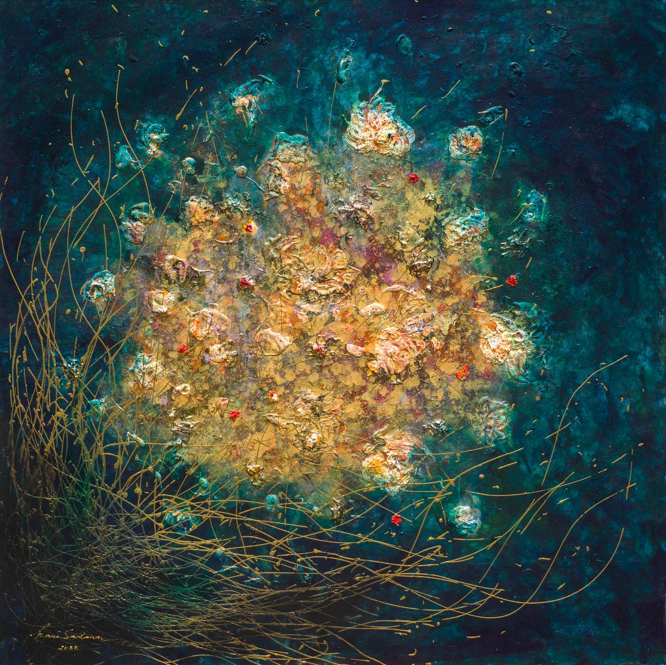 Hani Santana Abstract Painting - Gold Coral