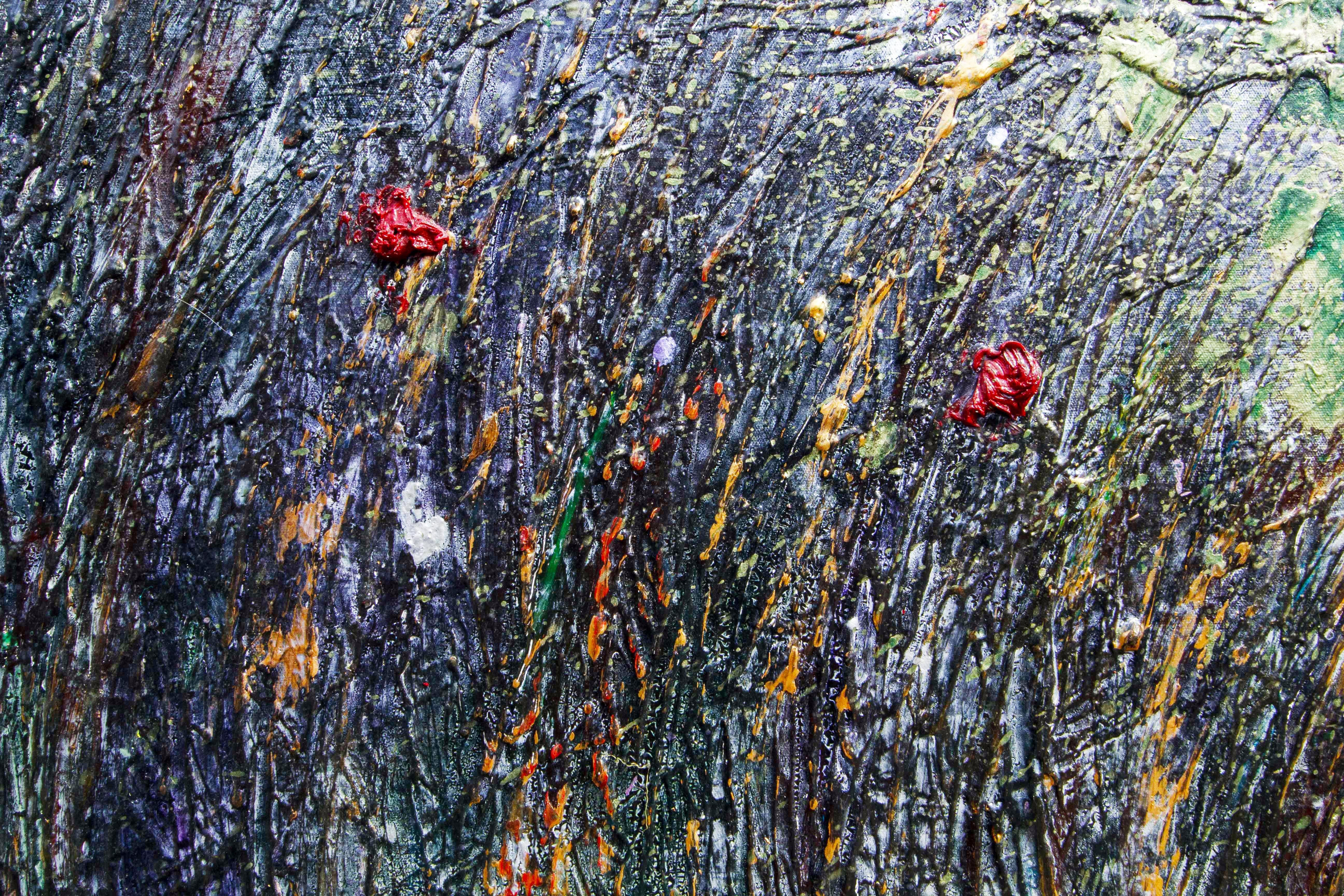 Seabed Reeds - Gray Abstract Painting by Hani Santana