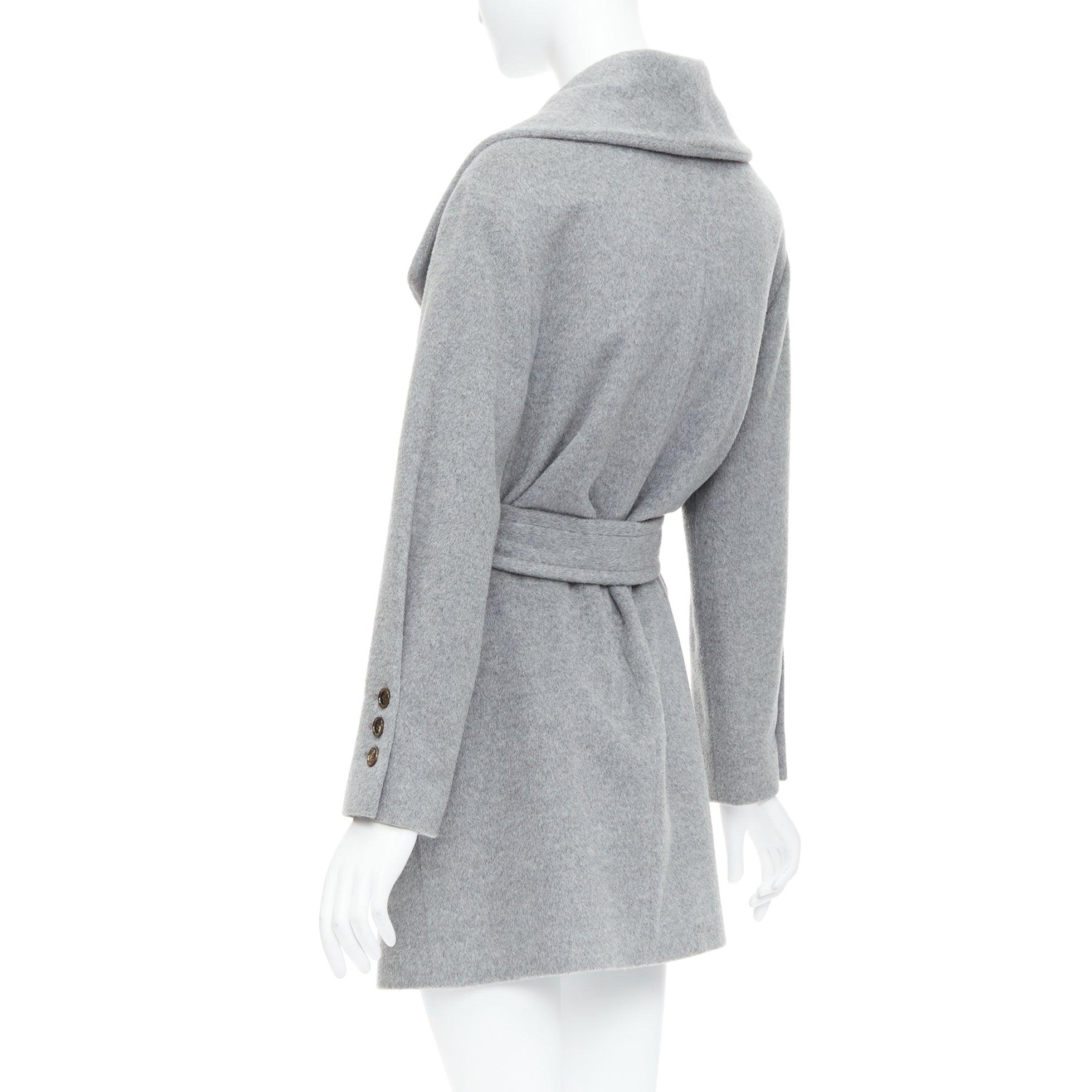 HANII S cappotto oversize in lana e angora con patta e cintura FR38 S in vendita 2