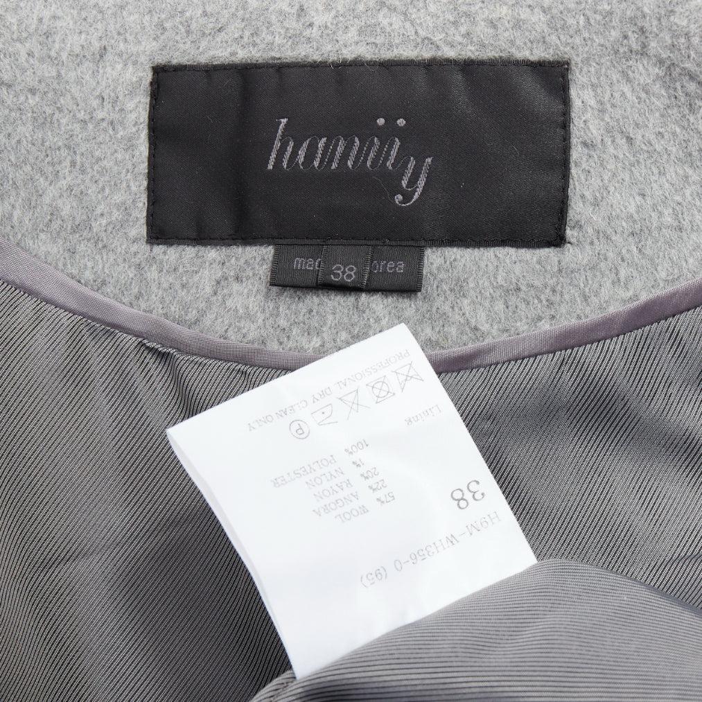 HANII S cappotto oversize in lana e angora con patta e cintura FR38 S in vendita 4
