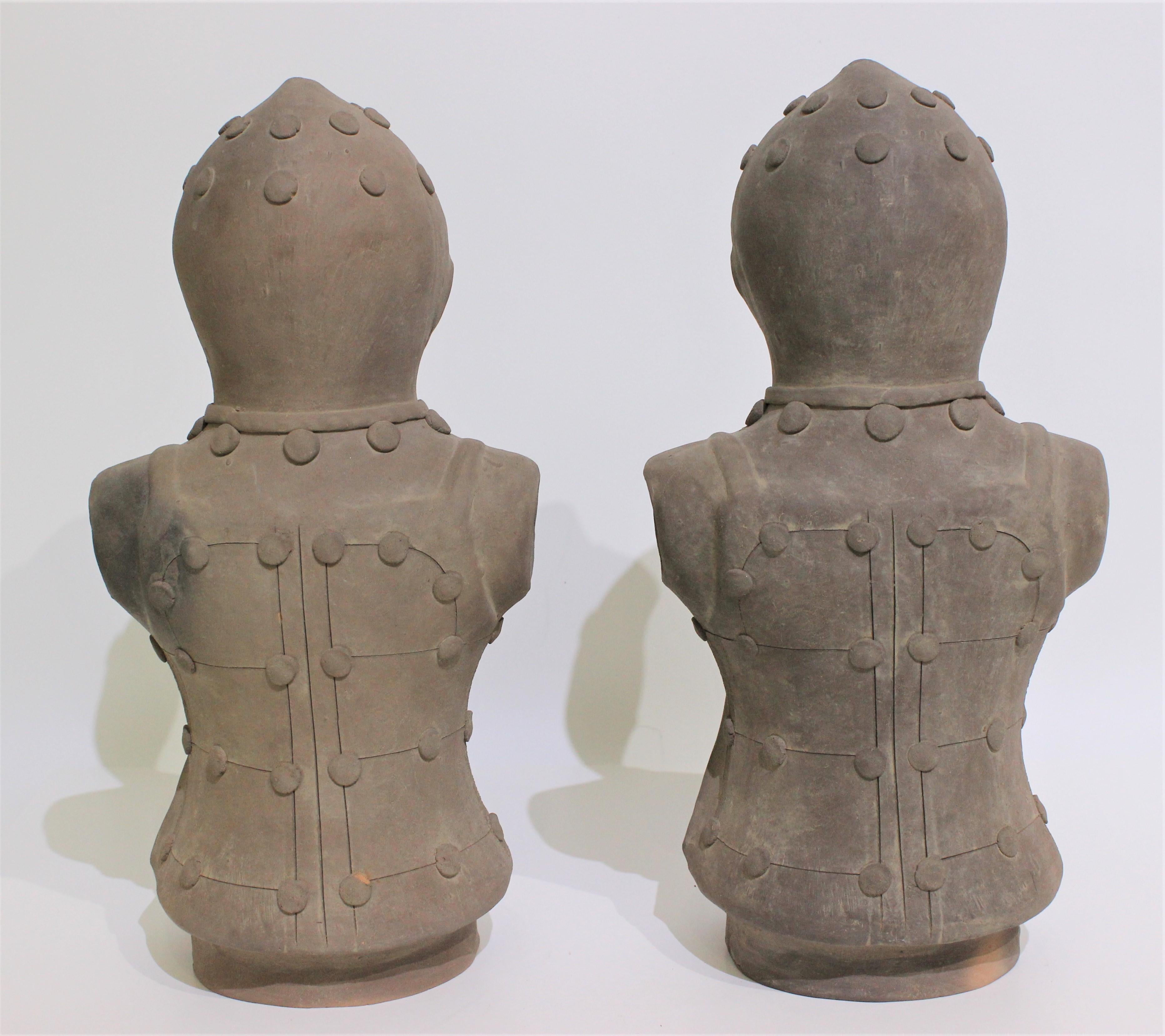 Archaistic Haniwa Style Figures Unglazed Terracotta, a Set of Two For Sale