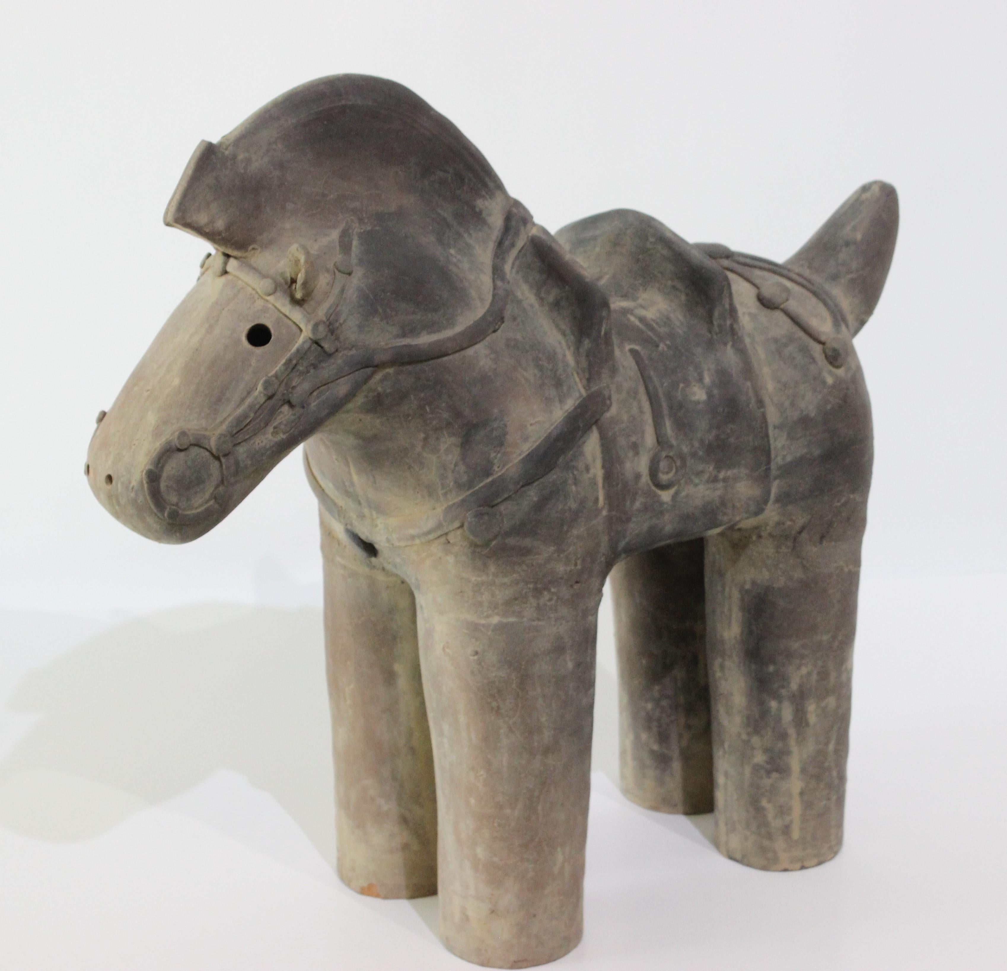 Vintage Haniwa style horse figure unglazed terra cotta terracotta Japan from a Palm Beach estate.

 