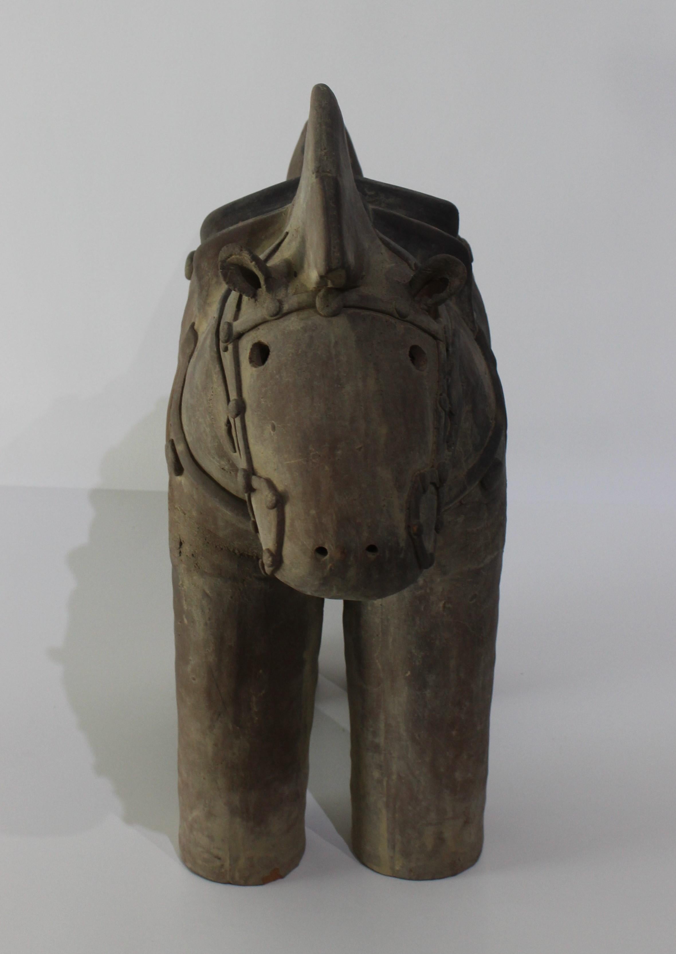 Japanese Haniwa Style Horse Figure Unglazed Terracotta