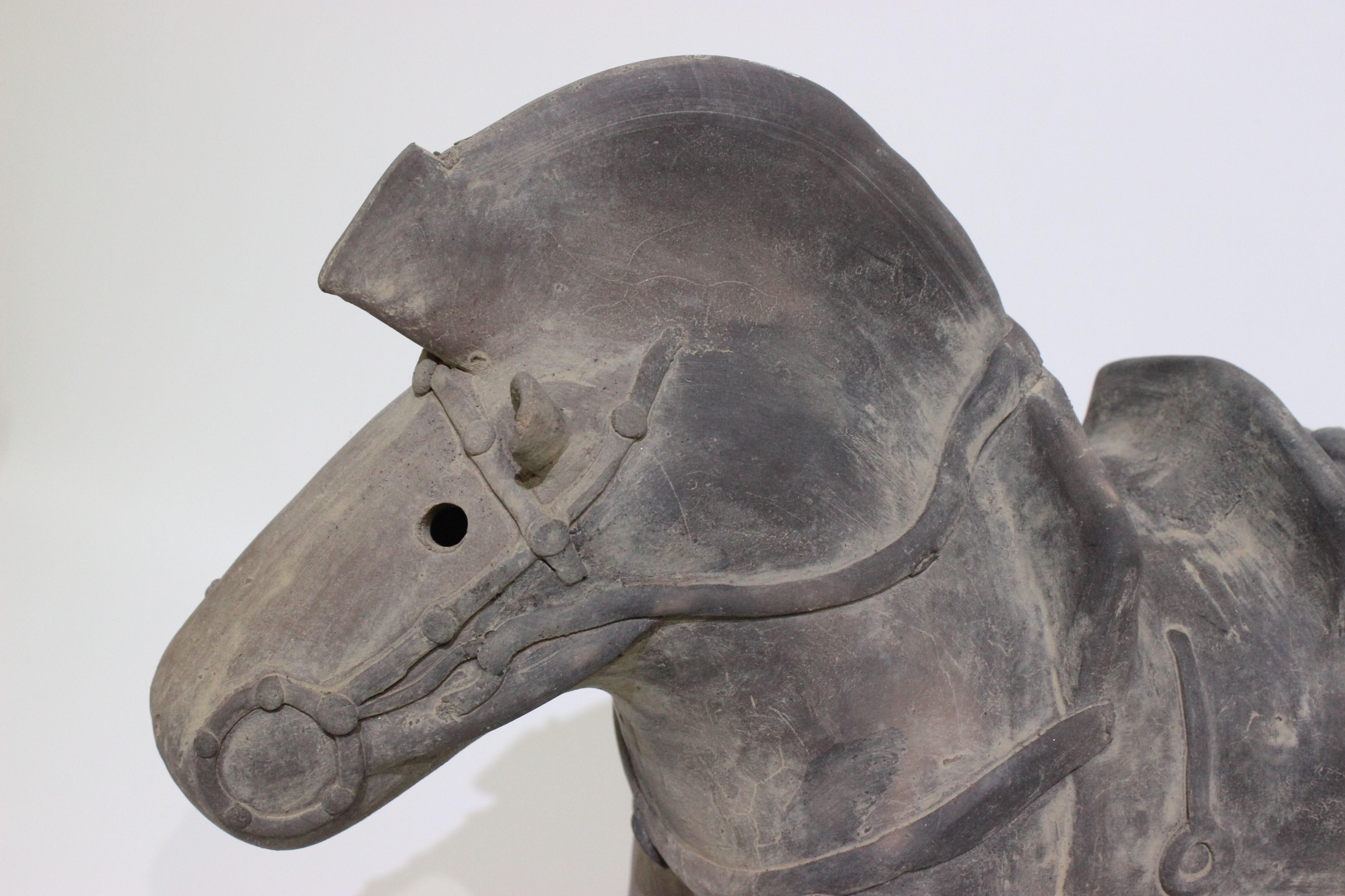Haniwa Style Horse Figure Unglazed Terracotta In Good Condition In West Palm Beach, FL
