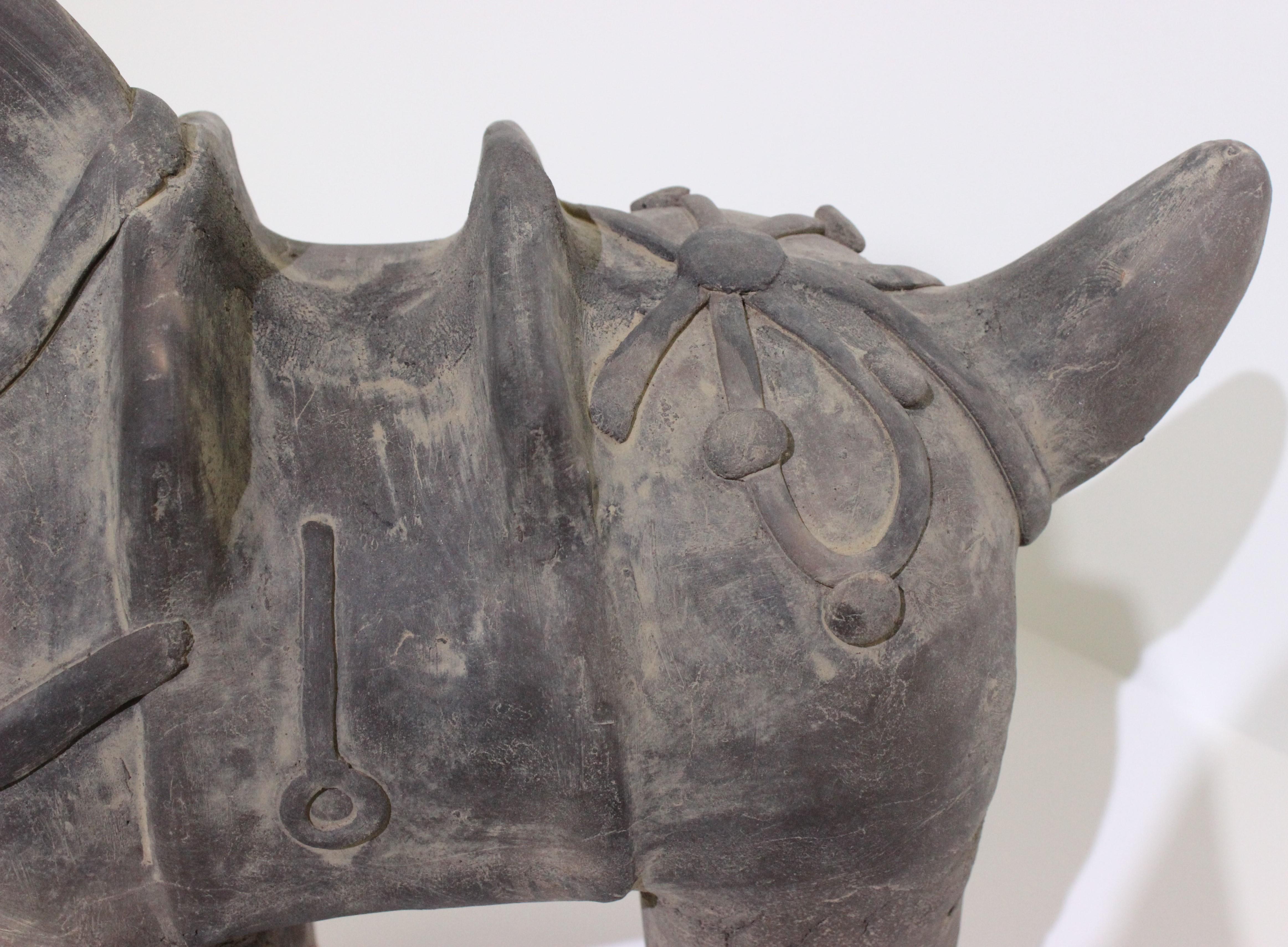 20th Century Haniwa Style Horse Figure Unglazed Terracotta