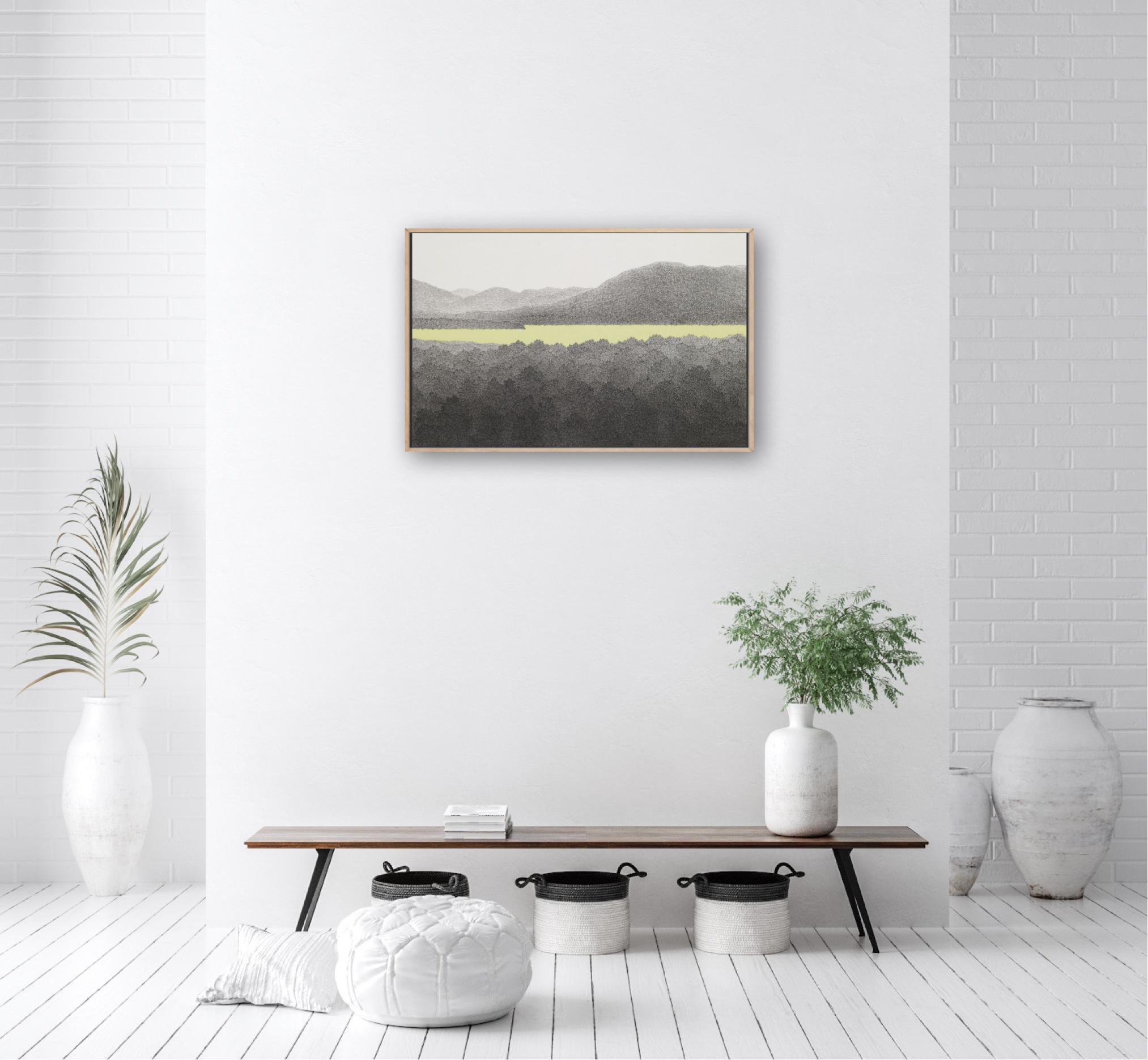 Oreum (Volcanic Cone) - Gray Landscape Painting by Hanjeong Lee