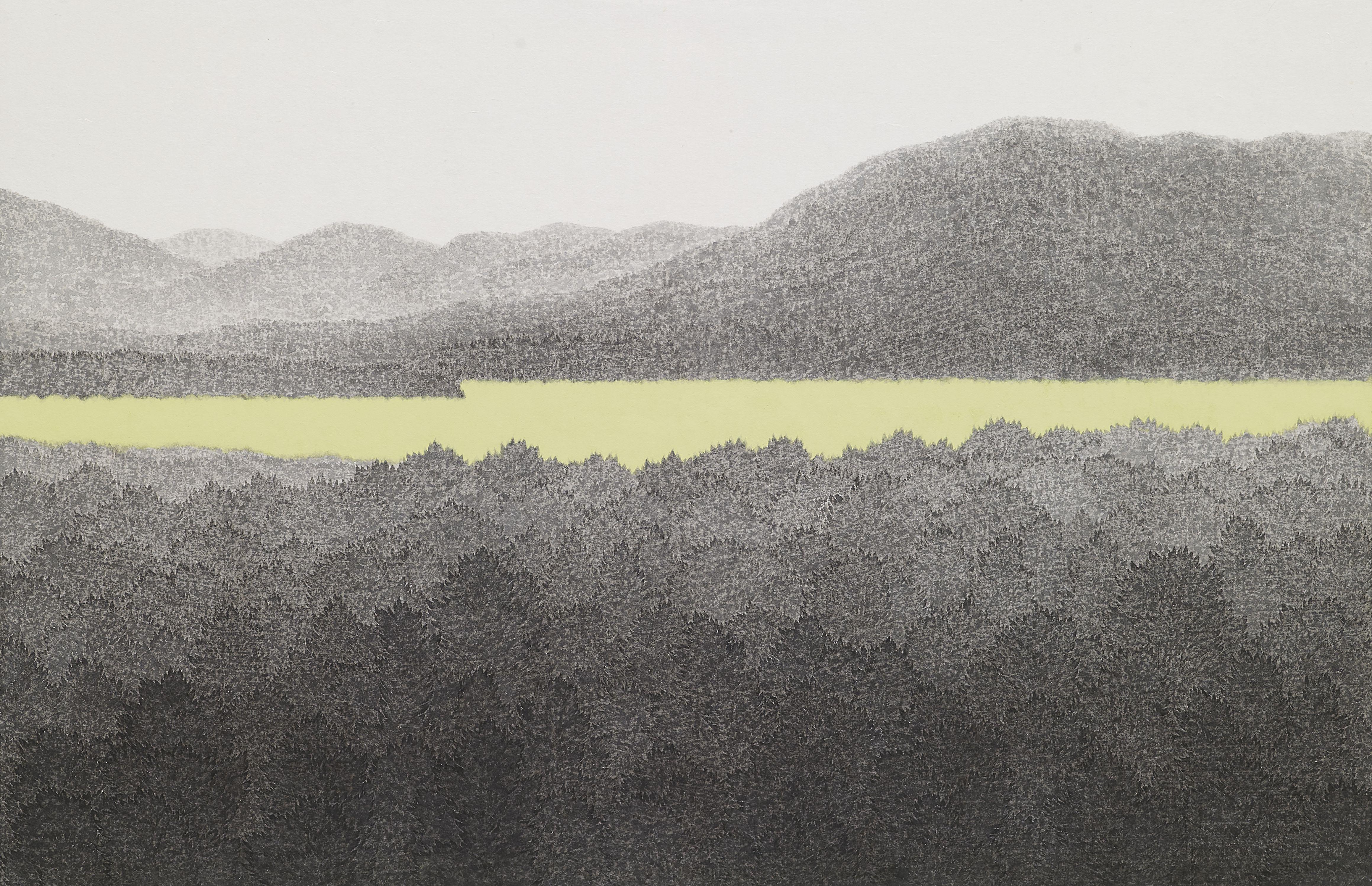 Hanjeong Lee Landscape Painting – Oreum (Volkanischer Kegel)