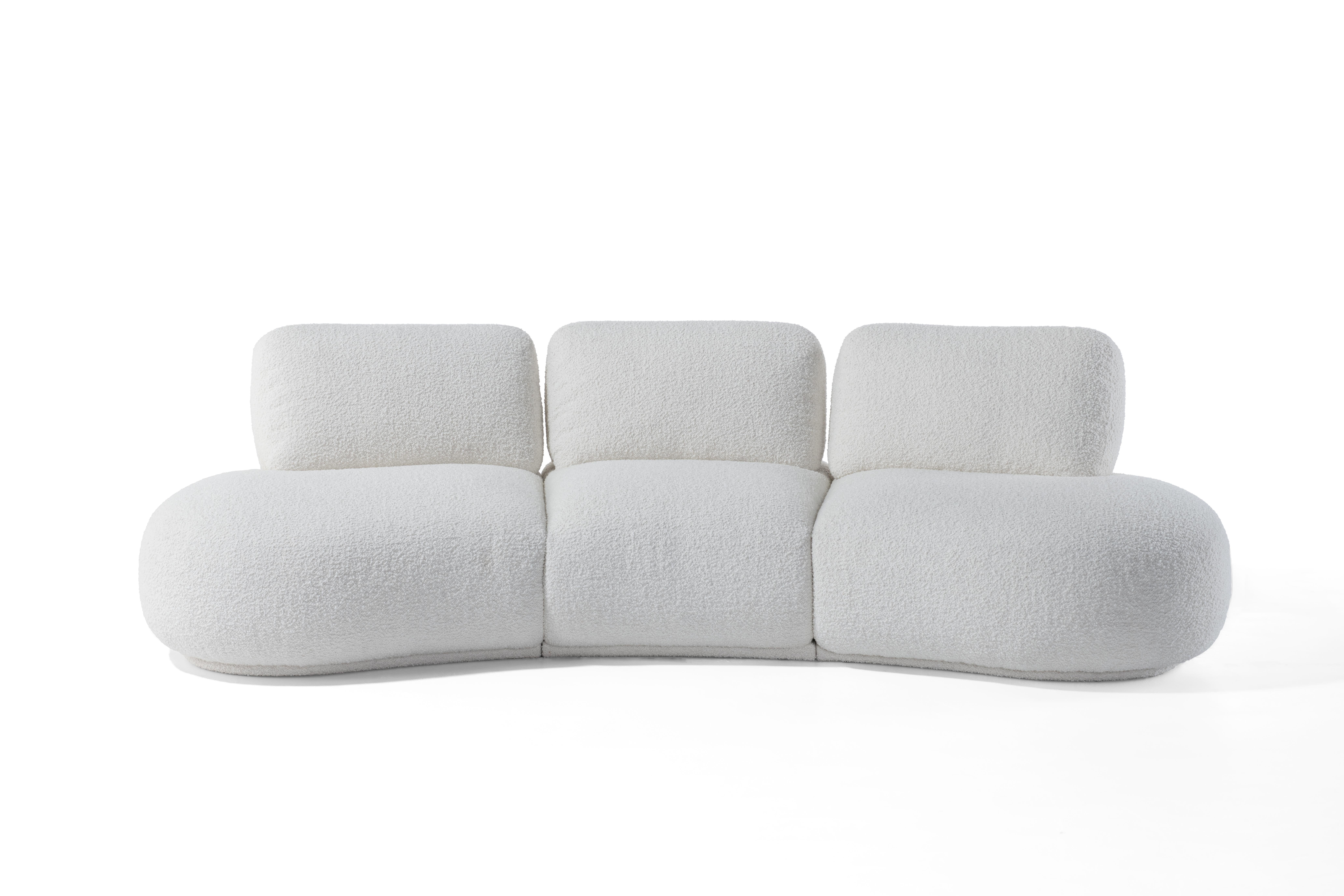 Modern HANJI modular sofa with rattan detail on the back For Sale