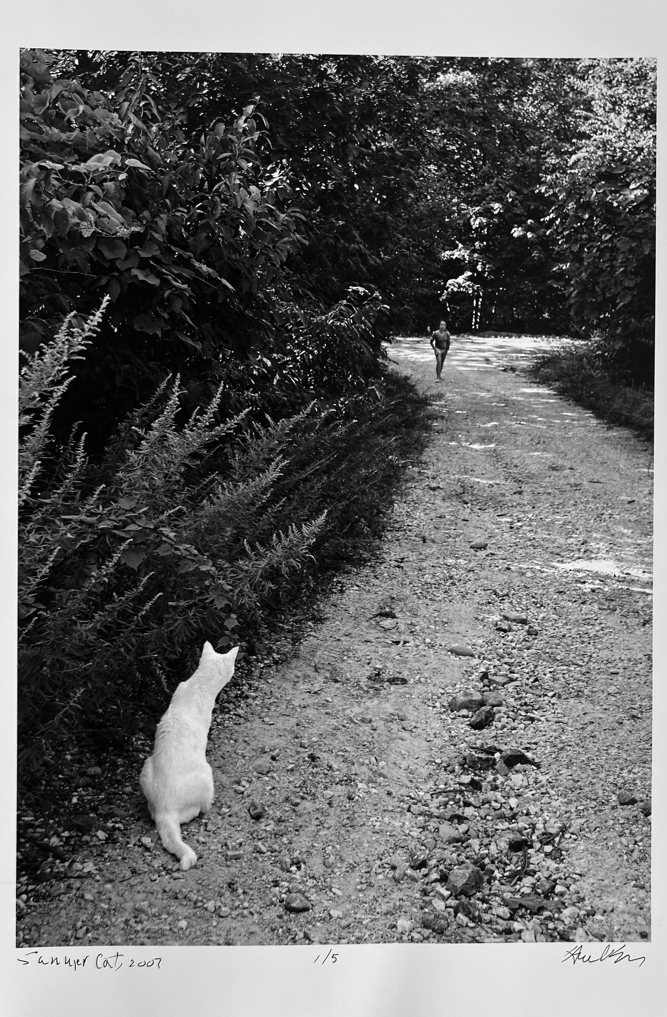 Chat d'été, Upstate New York, photographie documentaire de paysage en noir et blanc - Photograph de Hank Gans