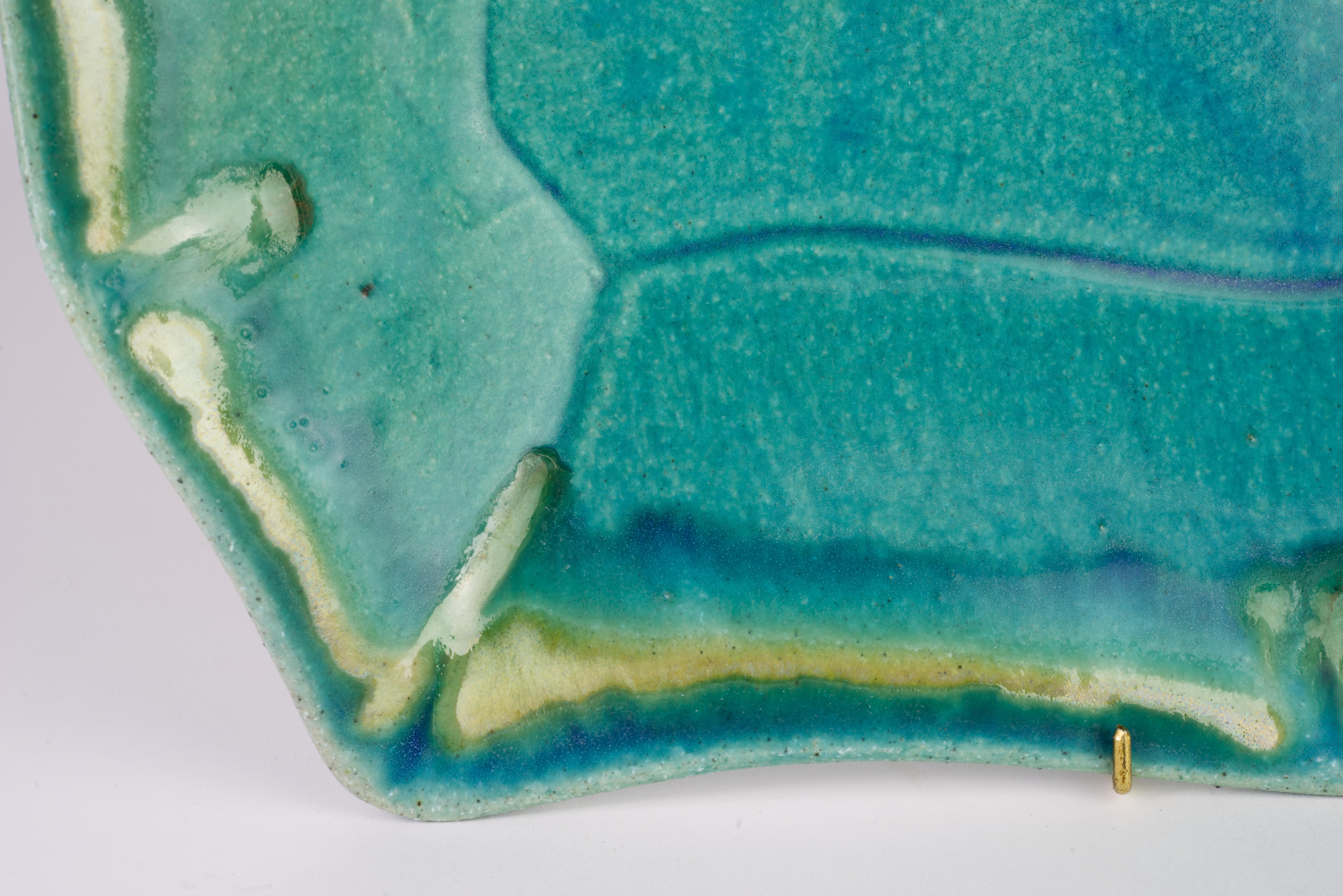 Glazed Hank Goodman Teal Ash Glaze Curved Bowl Art Studio Pottery