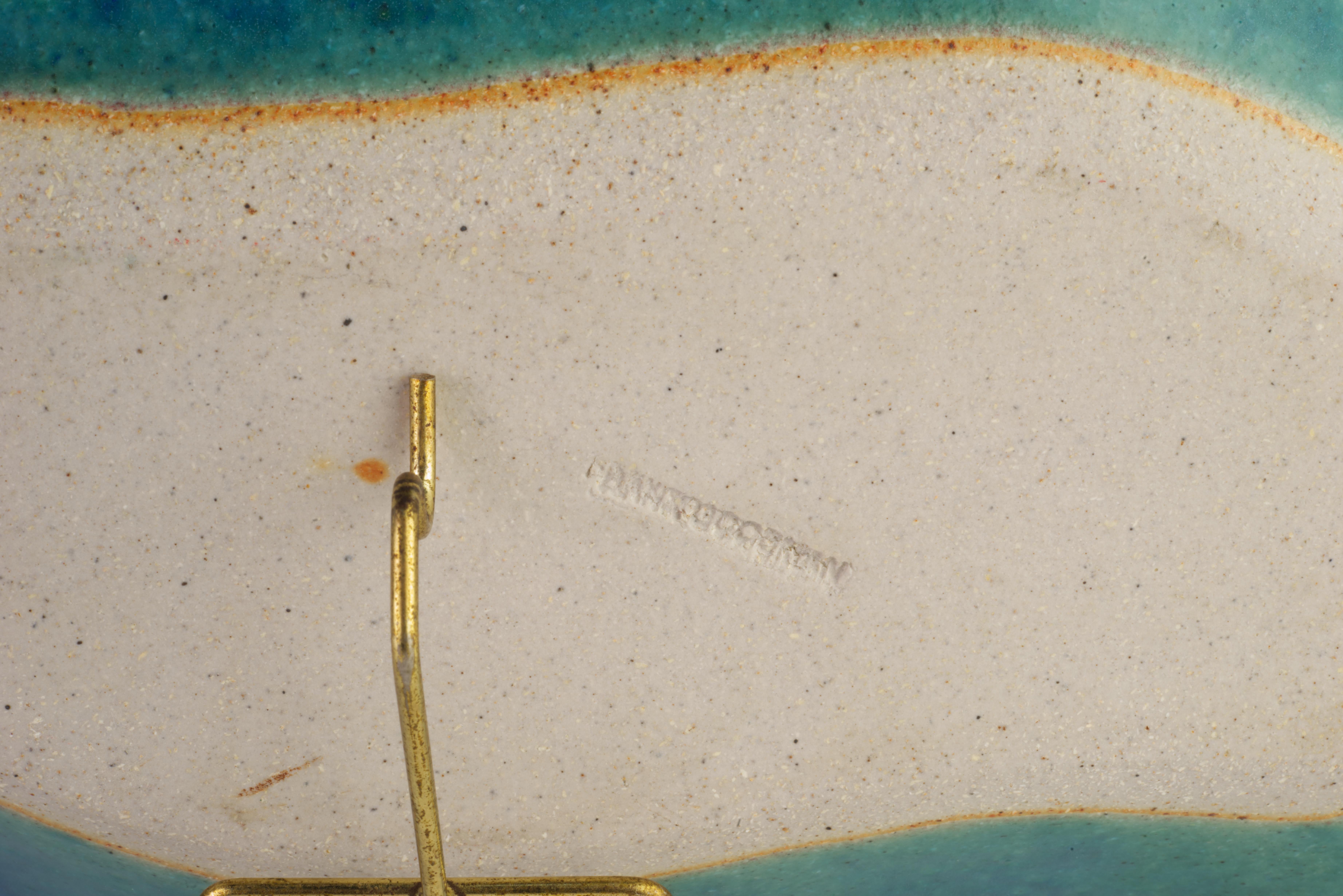 Hank Goodman Teal Ash Glaze Curved Bowl Art Studio Pottery 1