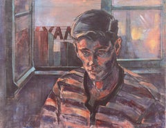 Retrato de un joven", Dennis el Travieso, Walt Disney, Óleo figurativo