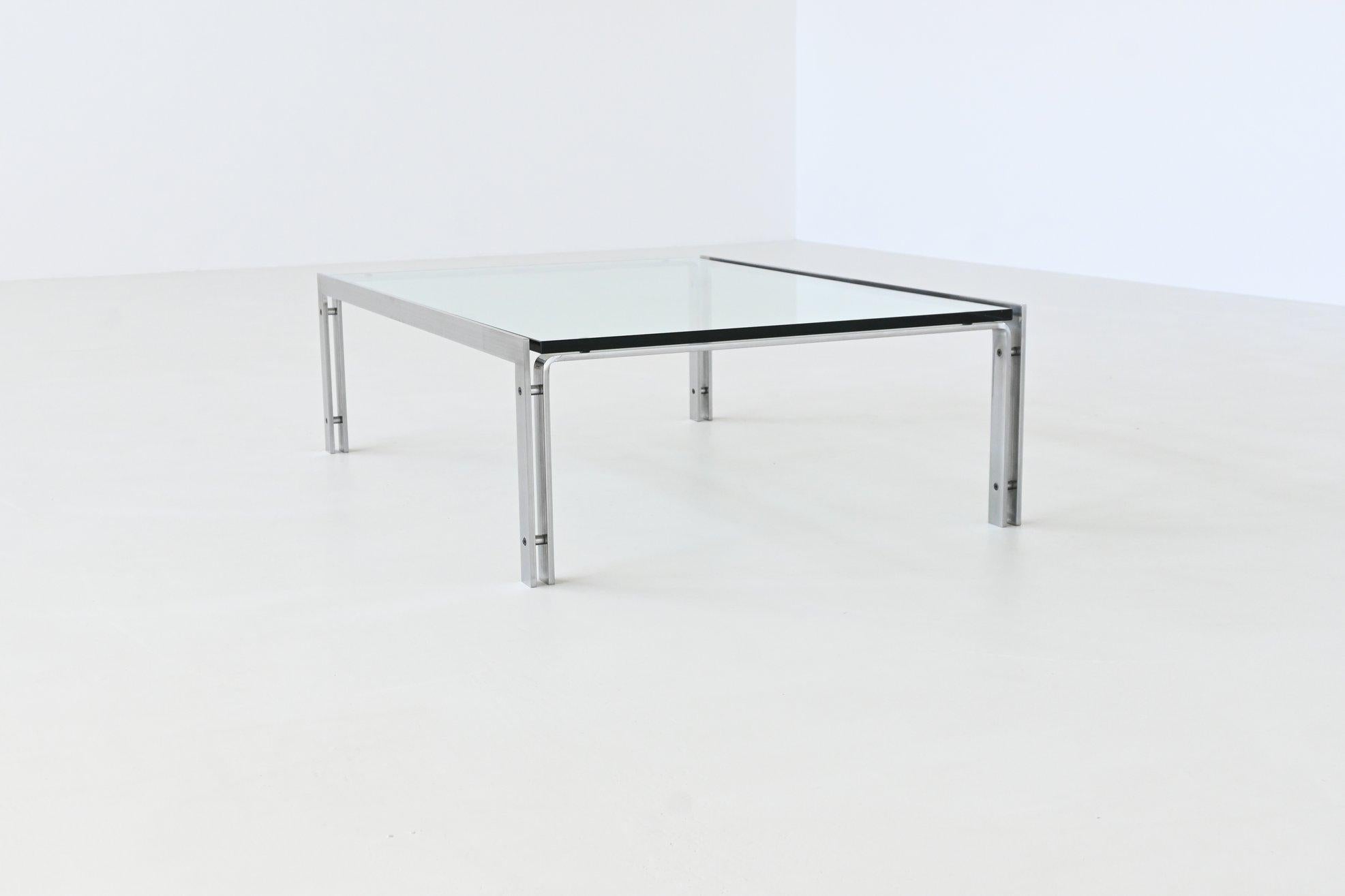 Mid-Century Modern Hank Kwint M1 coffee table in steel and glass Metaform The Netherlands 1970