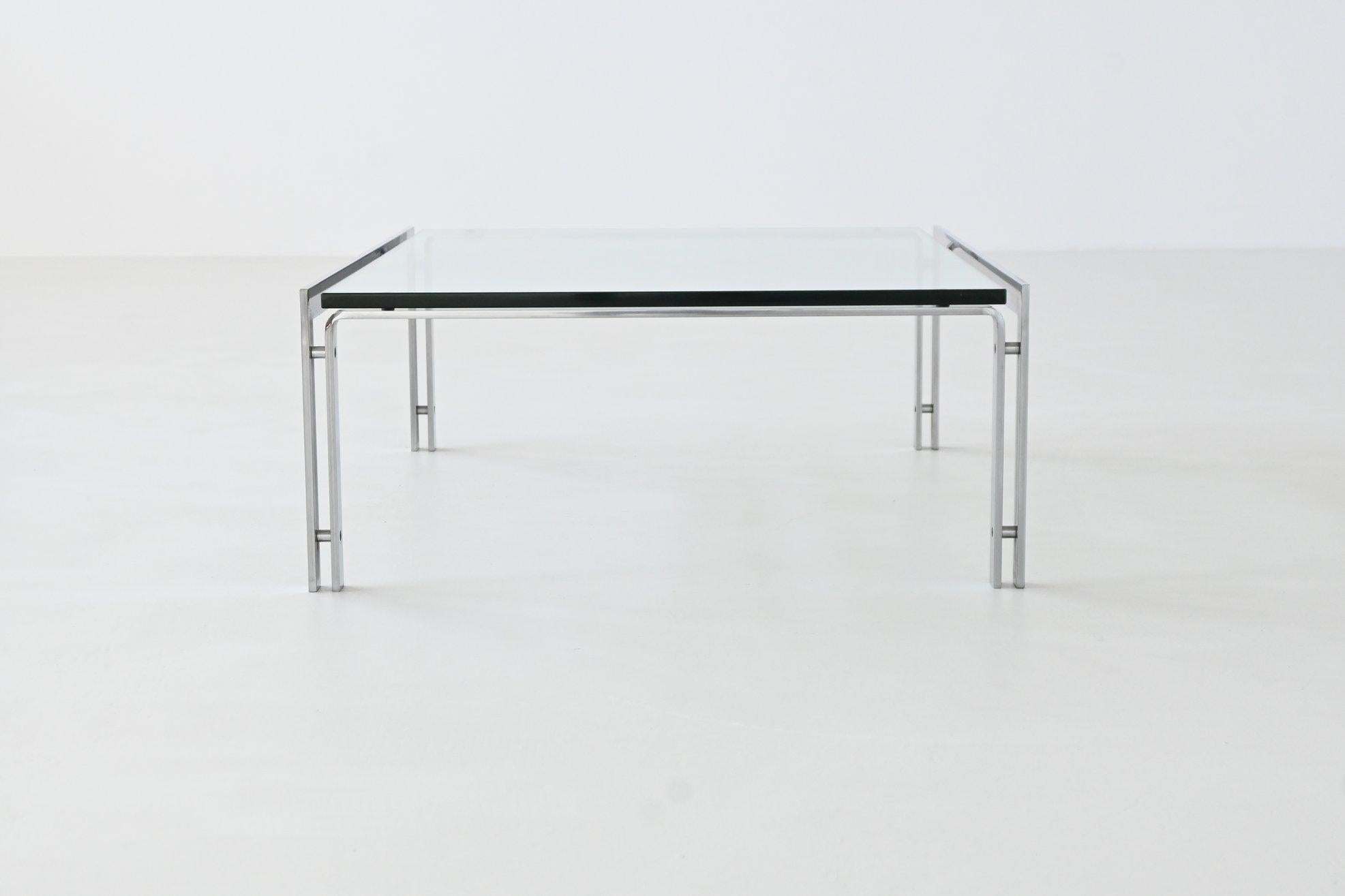 Dutch Hank Kwint M1 coffee table in steel and glass Metaform The Netherlands 1970