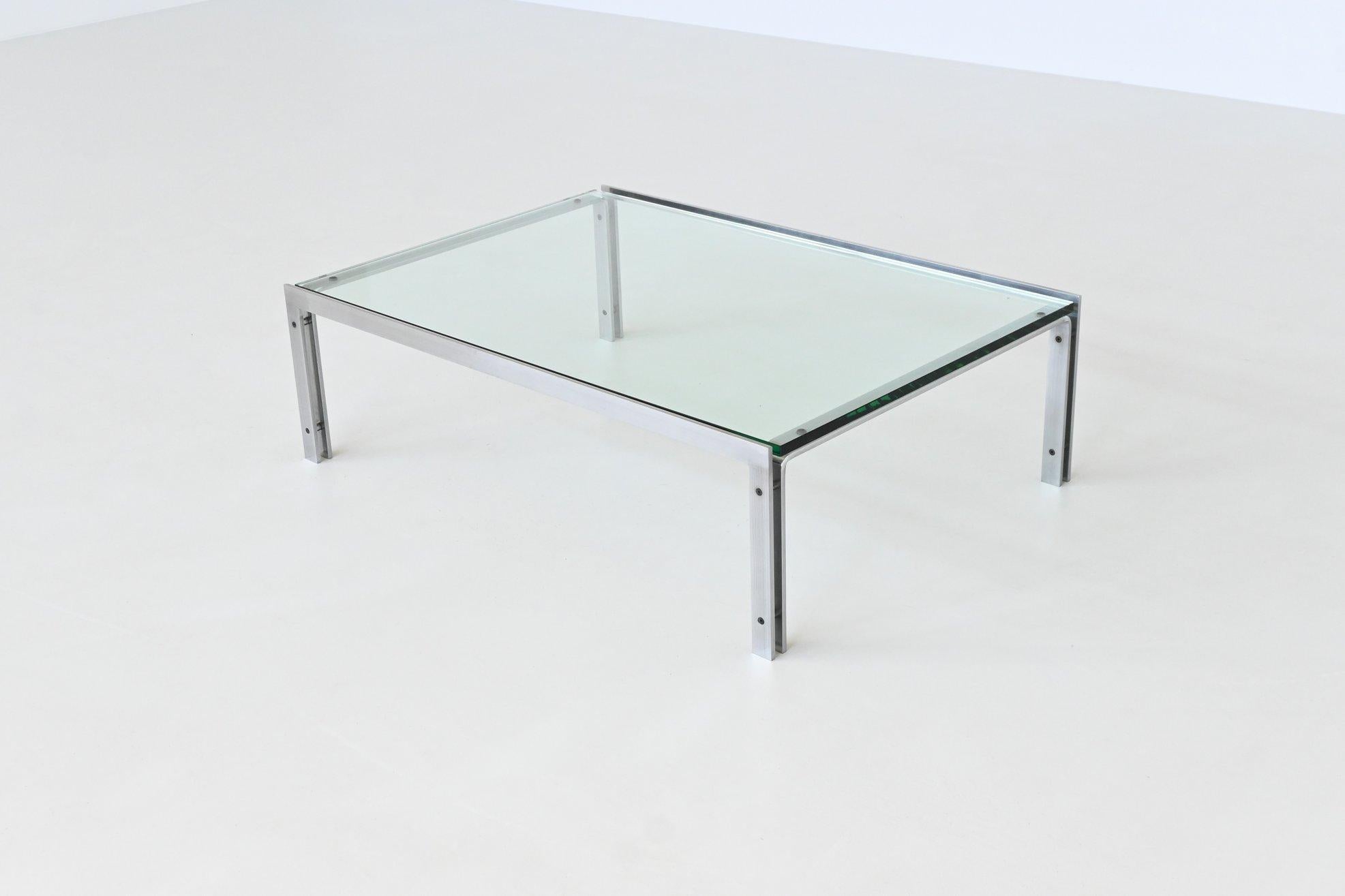 Late 20th Century Hank Kwint M1 coffee table in steel and glass Metaform The Netherlands 1970
