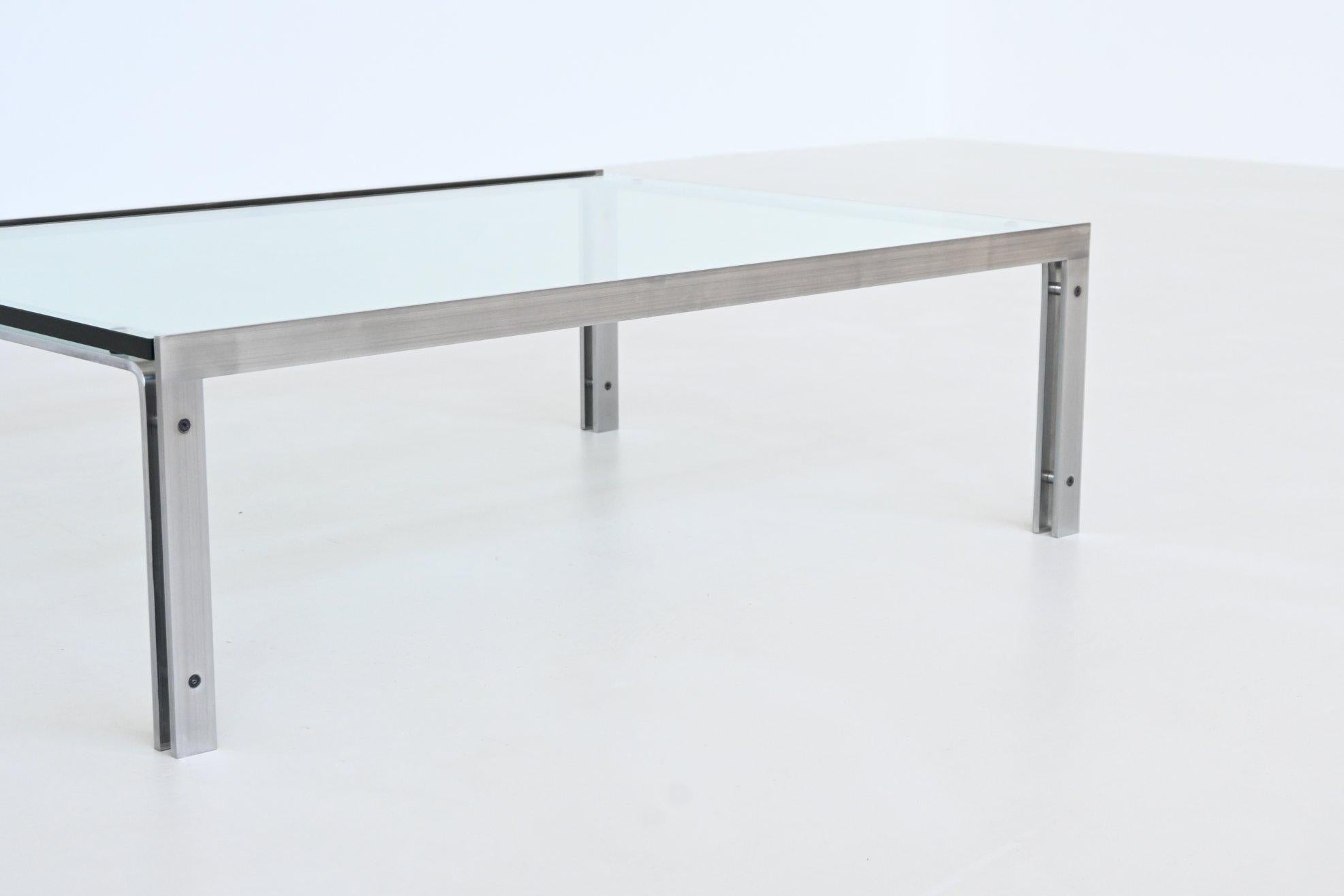 Steel Hank Kwint M1 coffee table in steel and glass Metaform The Netherlands 1970