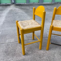 Hank Lowenstein Padova Rush Seat Wood Counter Height Bar Stools, Set of 4