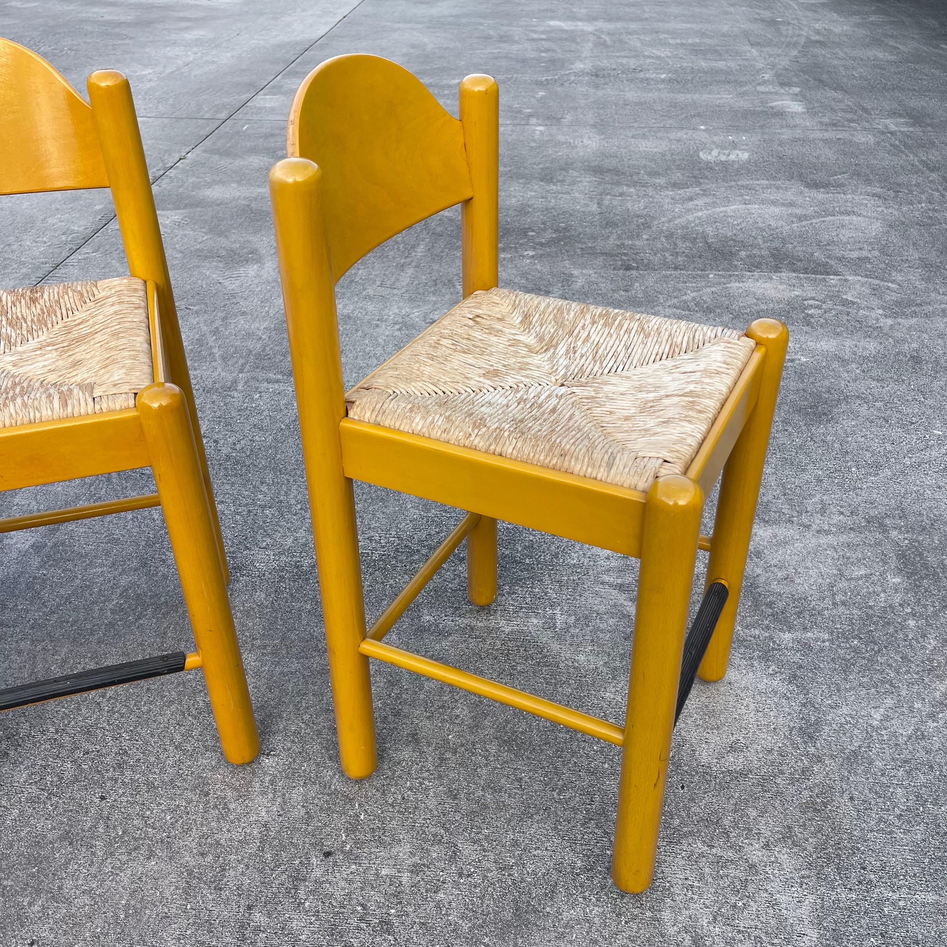 Hank Lowenstein Padova Rush Seat Wood Counter Height Bar Stools, Set of 4 1