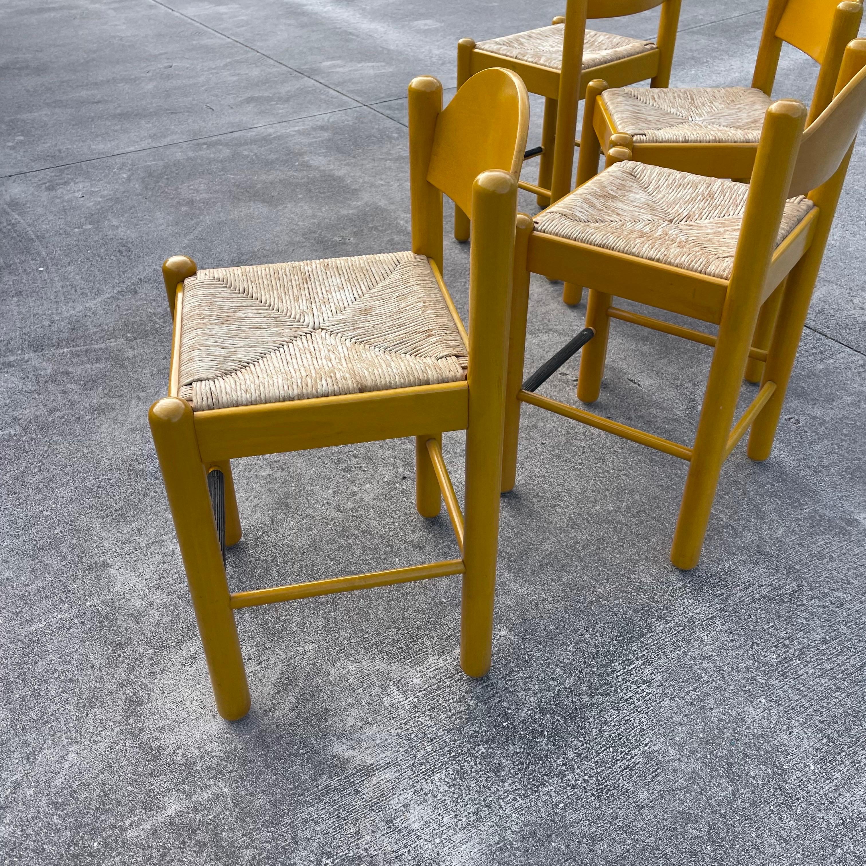 Hank Lowenstein Padova Rush Seat Wood Counter Height Bar Stools, Set of 4 2