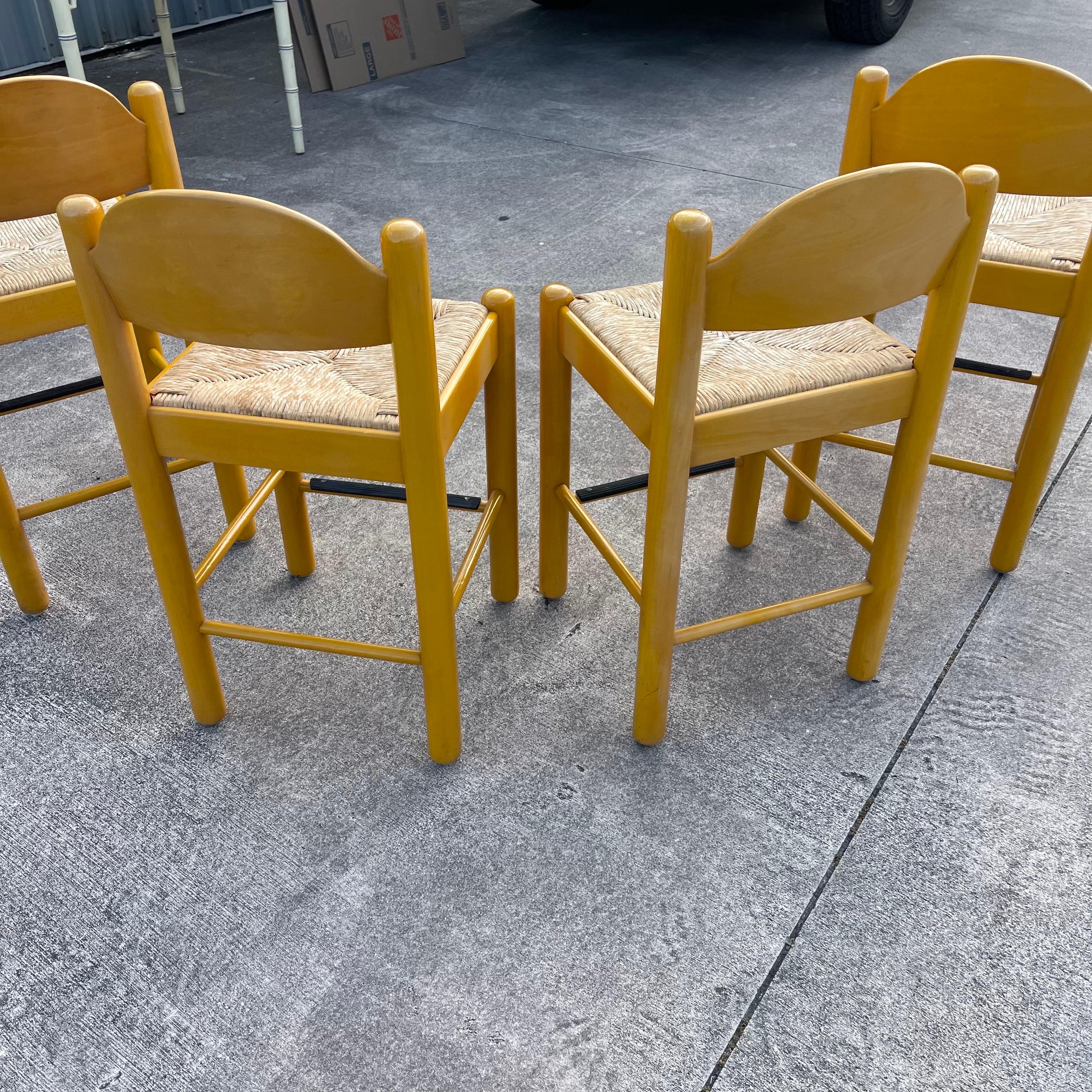 Hank Lowenstein Padova Rush Seat Wood Counter Height Bar Stools, Set of 4 3