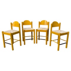 Hank Lowenstein Padova Rush Seat Wood Counter Height Bar Stools, Set of 4