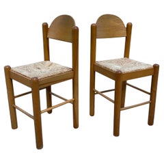 Hank Lowenstein Padova Wood Dowel Counter Height Bar Stools, a Pair