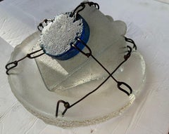 Hank Murta Adams  cast glass and wire abstract sculpture " Cake" signed
