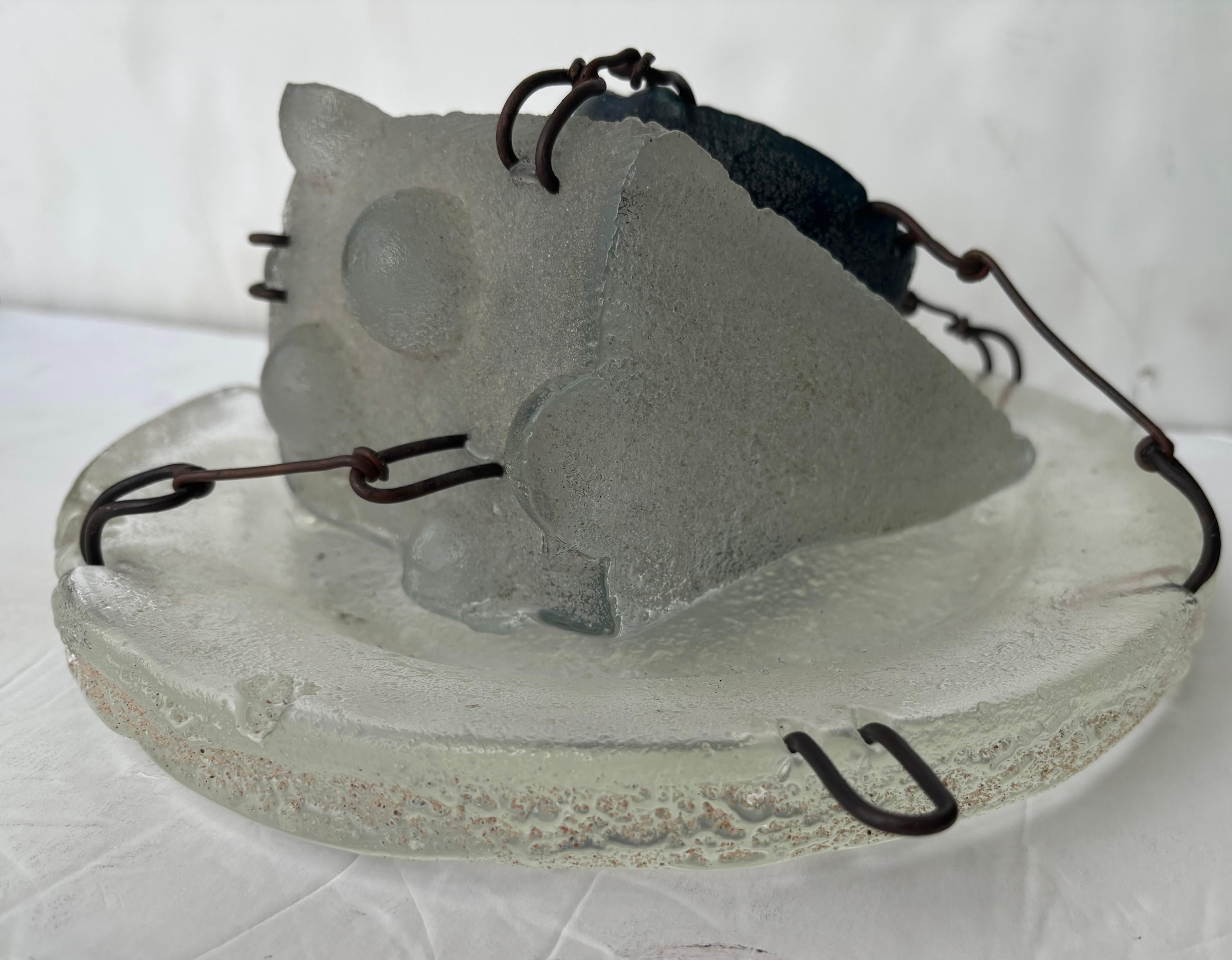 Hank Murta Adams  cast glass and wire abstract sculpture 