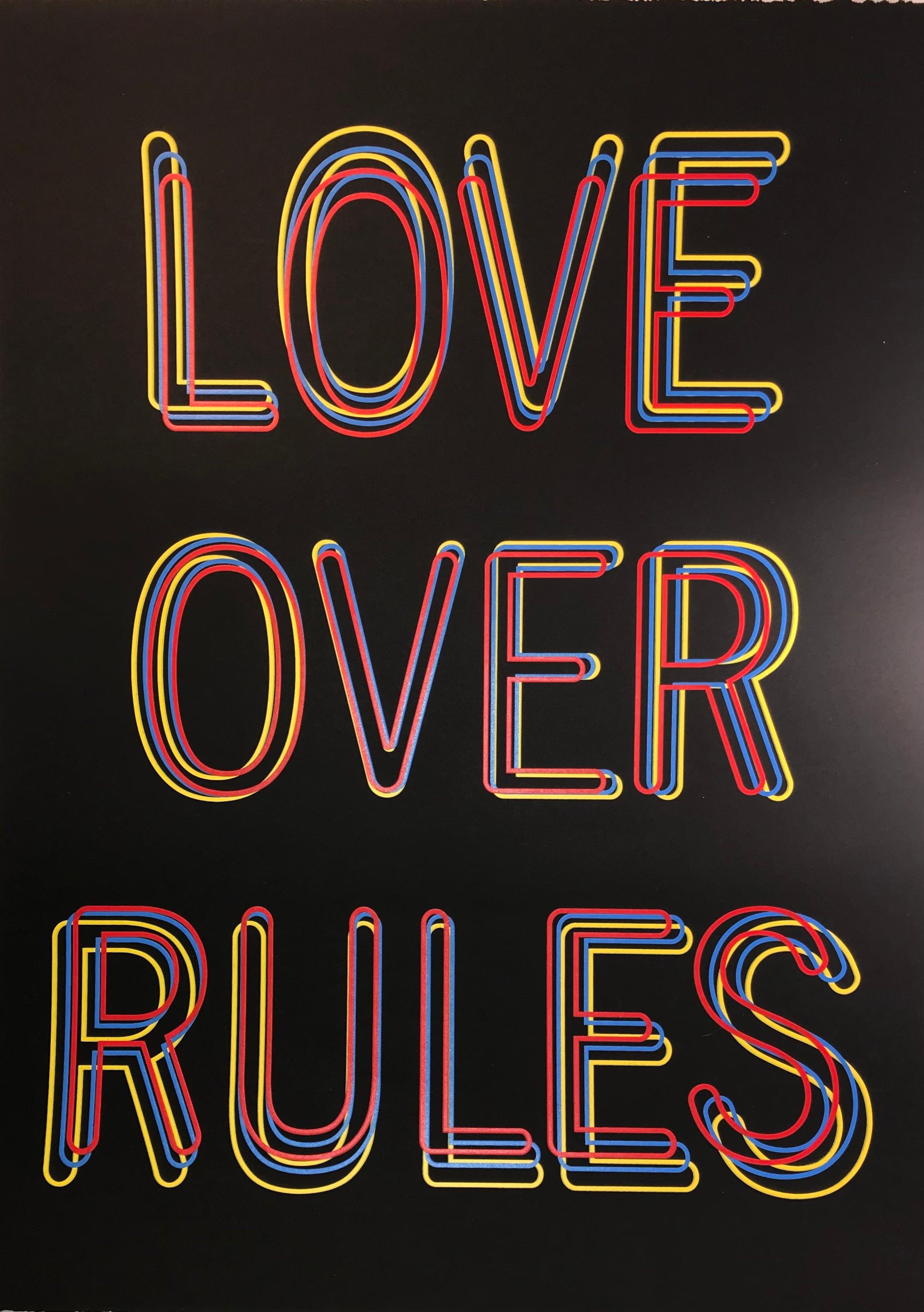 Hank Willis Thomas - Écran en soie imprimé Love Over Rules - 100 exemplaires en relief 