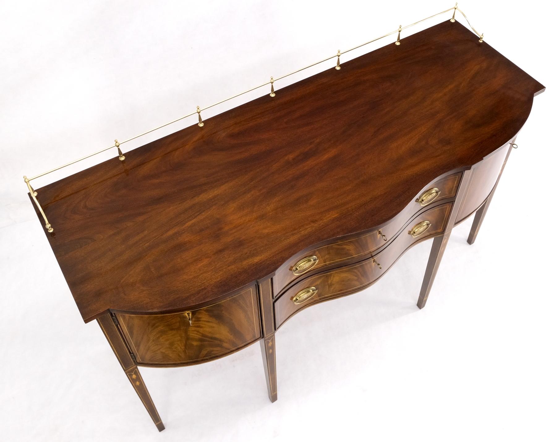 Lacquered Hankel Harris Federal Flame Mahogany Brass Gallery Top Sideboard Buffet Mint