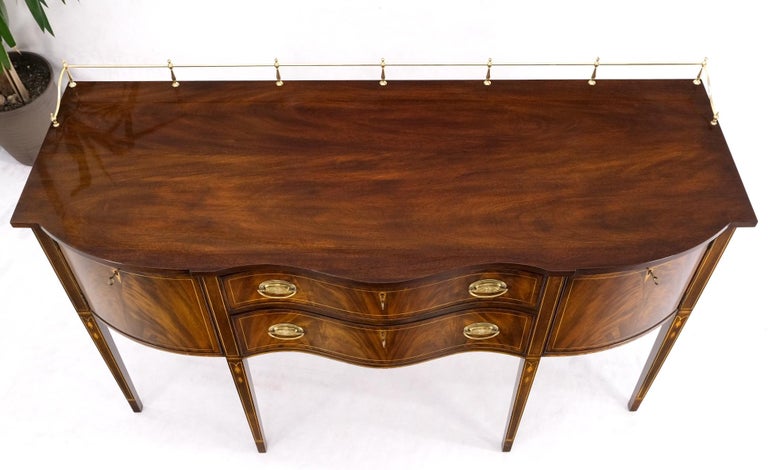 20th Century Hankel Harris Federal Flame Mahogany Brass Gallery Top Sideboard Buffet Mint For Sale