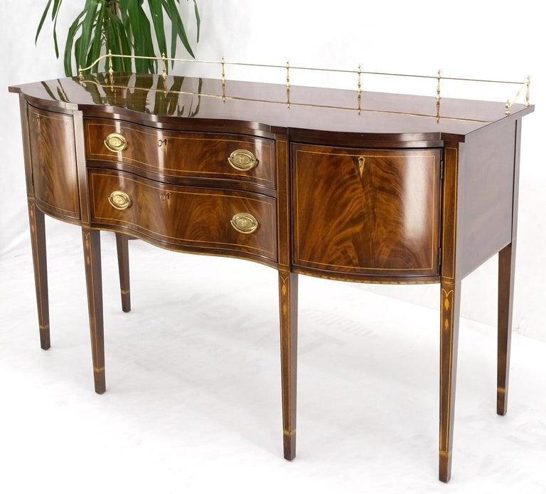 Hankel Harris Federal Flame Mahogany Brass Gallery Top Sideboard Buffet Mint For Sale 1