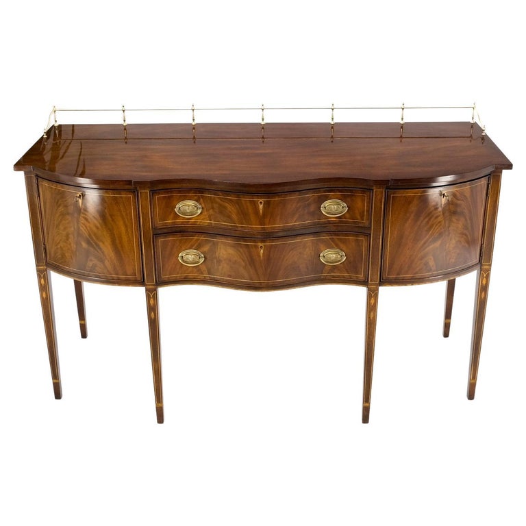 Hankel Harris Federal Flame Mahogany Brass Gallery Top Sideboard Buffet Mint For Sale